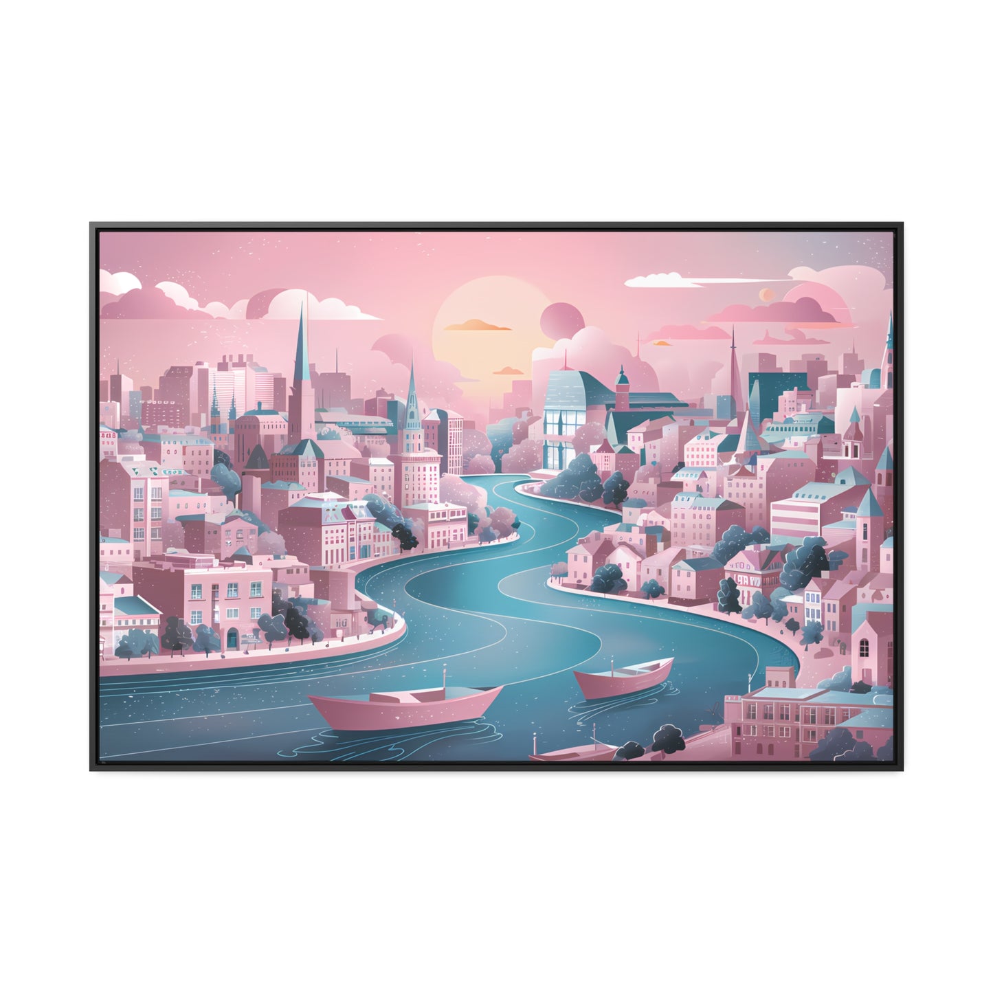 Serene City at Dawn - Gallery Canvas Wraps, Horizontal Frame