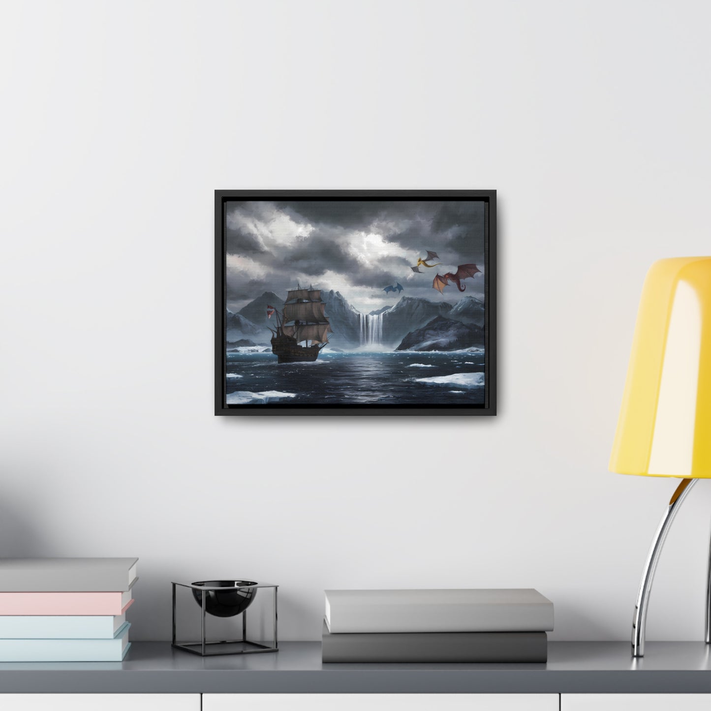 "The Voyage to Dragon's Fjord" - Gallery Canvas Wraps, Horizontal Frame