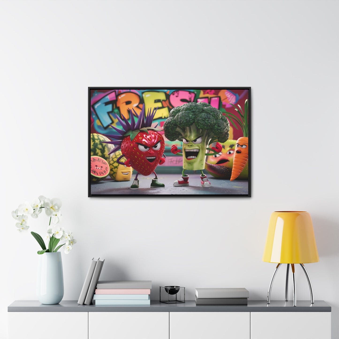 "Fresh Fight: Battle of the Bites" - Gallery Canvas Wraps, Horizontal Frame