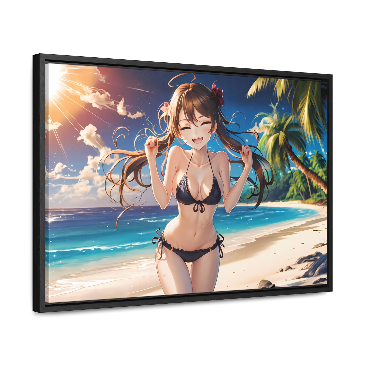 Sunlit Joy on the Beach - Gallery Canvas Wraps, Horizontal Frame