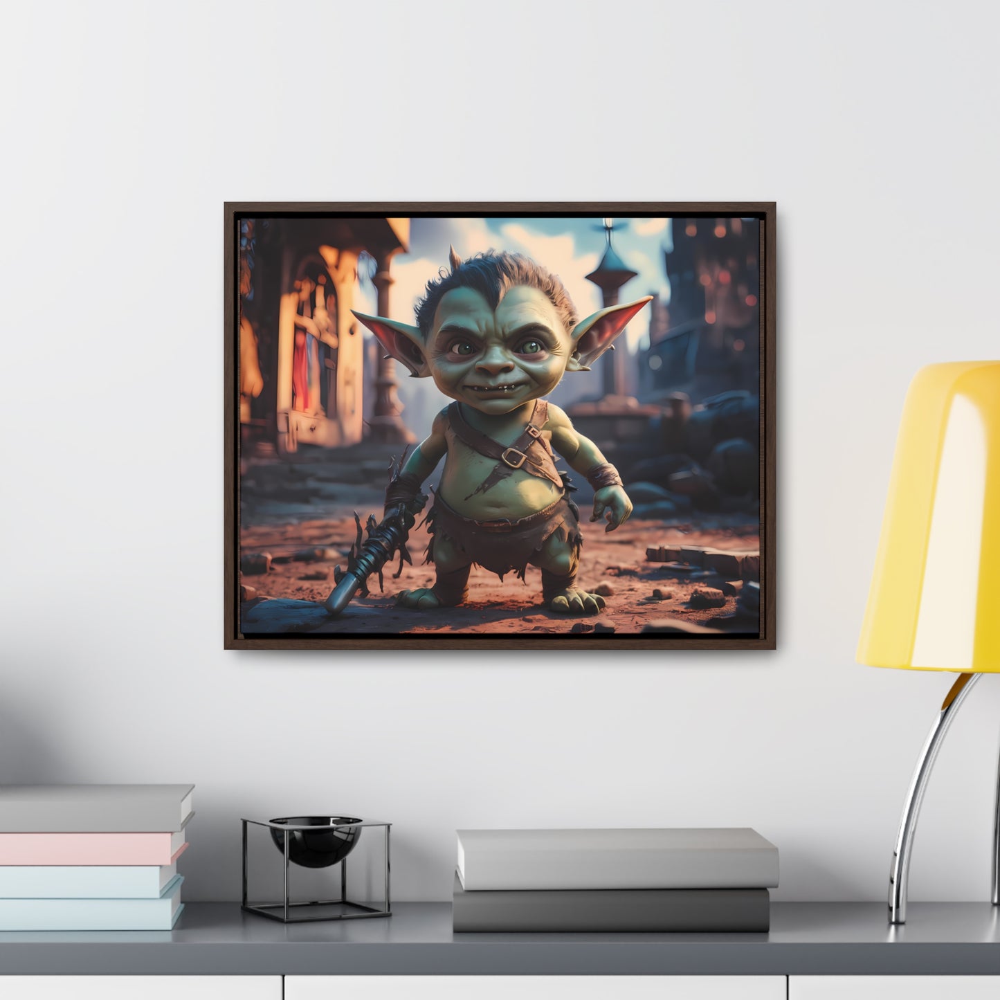 Goblin Warrior in the Ruined City - Gallery Canvas Wraps, Horizontal Frame