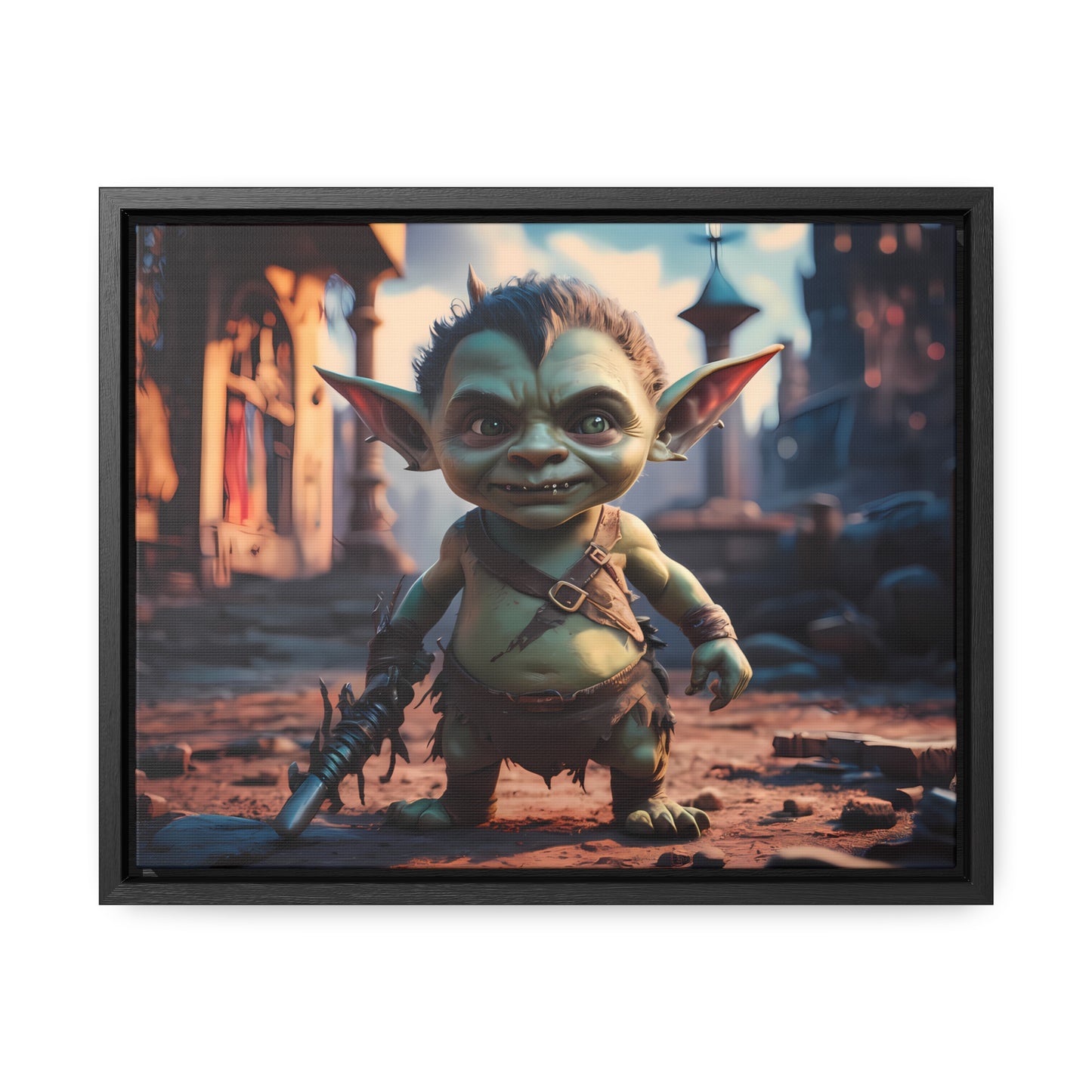 Goblin Warrior in the Ruined City - Gallery Canvas Wraps, Horizontal Frame