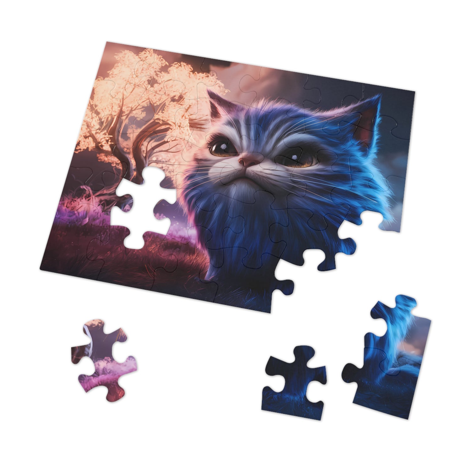 Ethereal Cat in a Mystical Landscape - Jigsaw Puzzle (30, 110, 252, 500,1000-Piece)