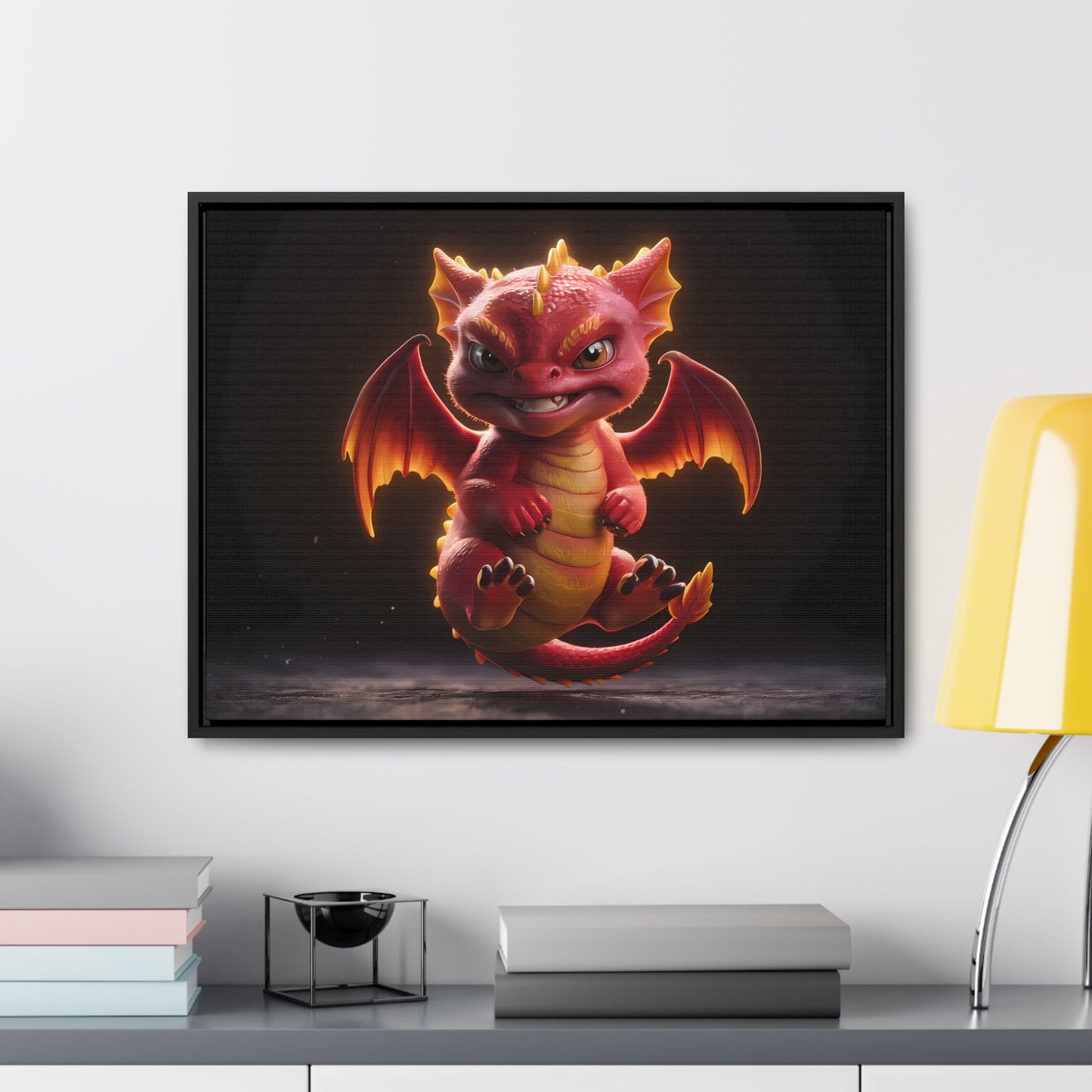 "Fiery Little Guardian" - Gallery Canvas Wraps, Horizontal Frame