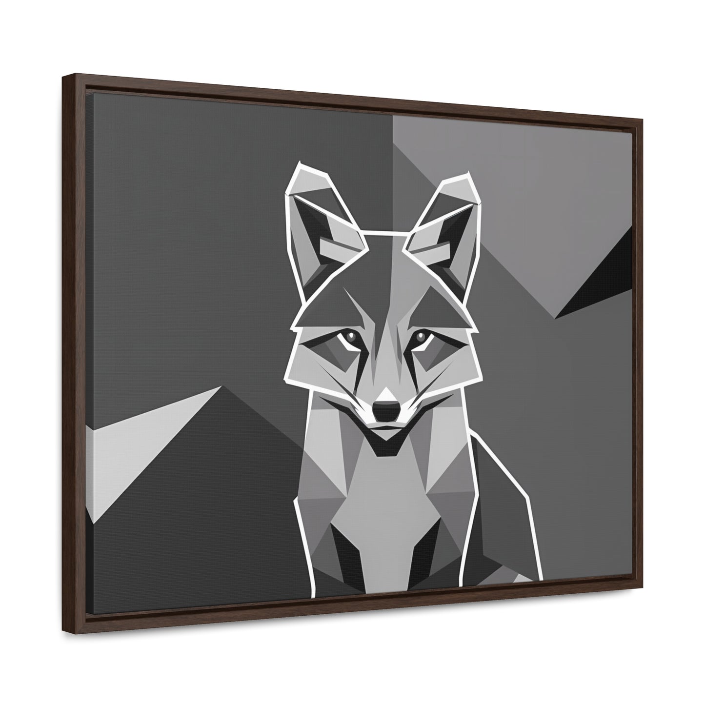 "Geometric Fox in Monochrome" - Gallery Canvas Wraps, Horizontal Frame