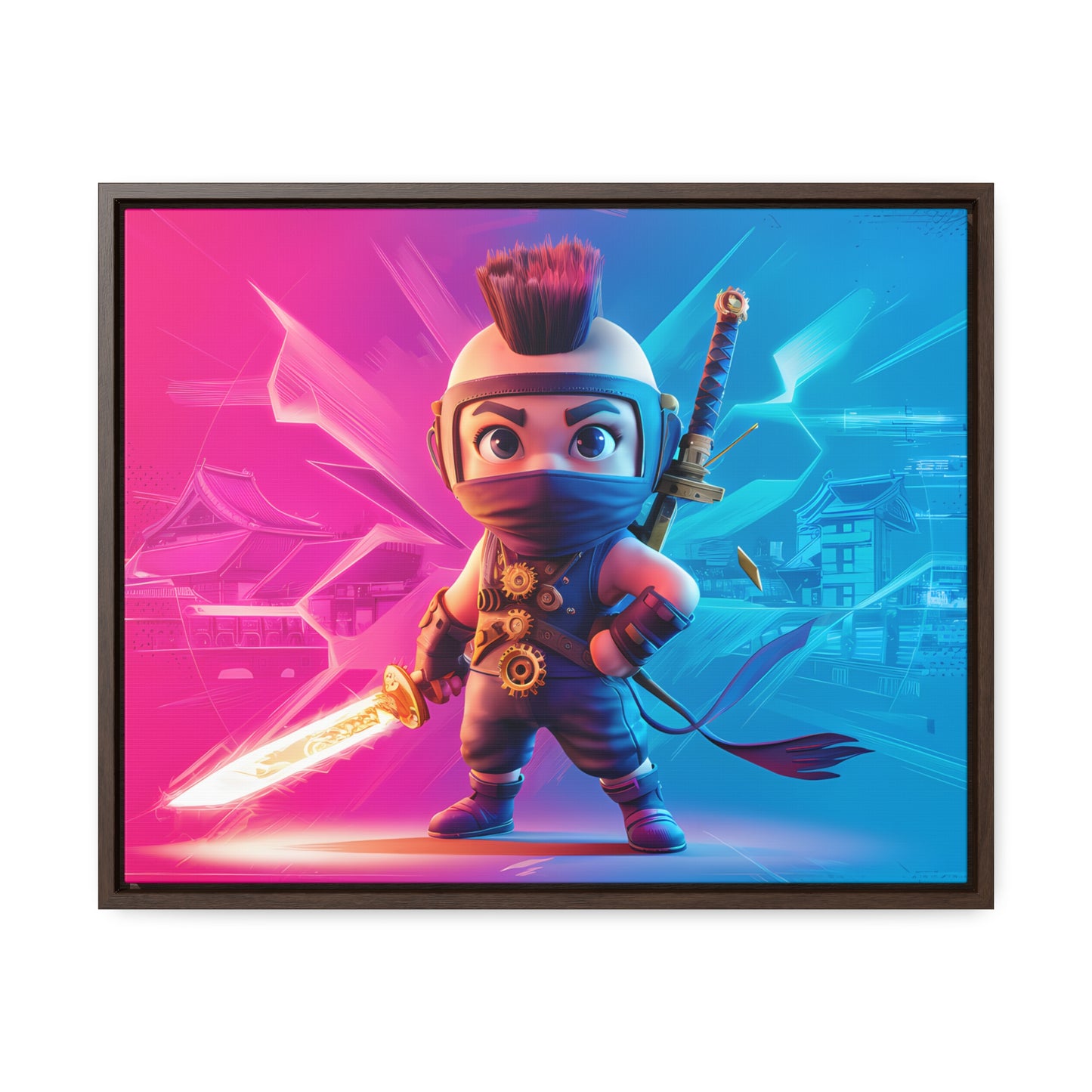 Neon Ninja Showdown - Gallery Canvas Wraps, Horizontal Frame