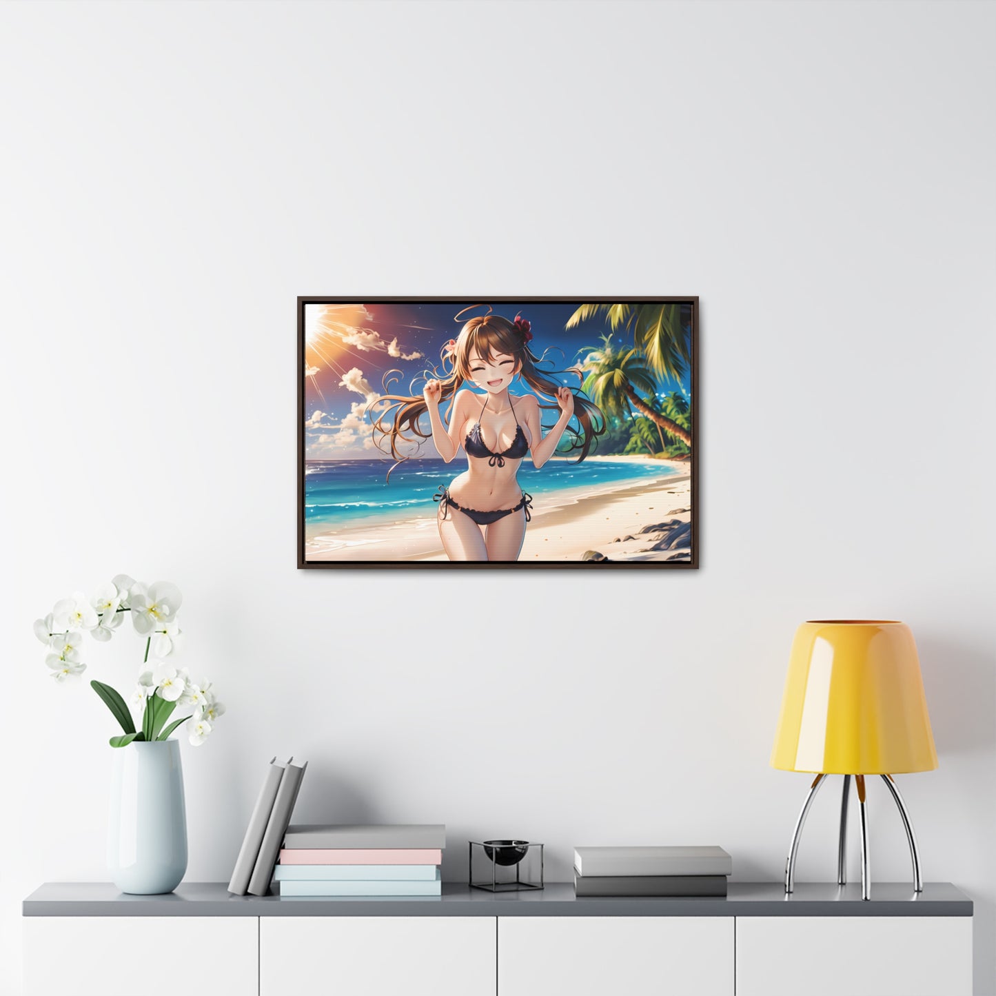 Sunlit Joy on the Beach - Gallery Canvas Wraps, Horizontal Frame