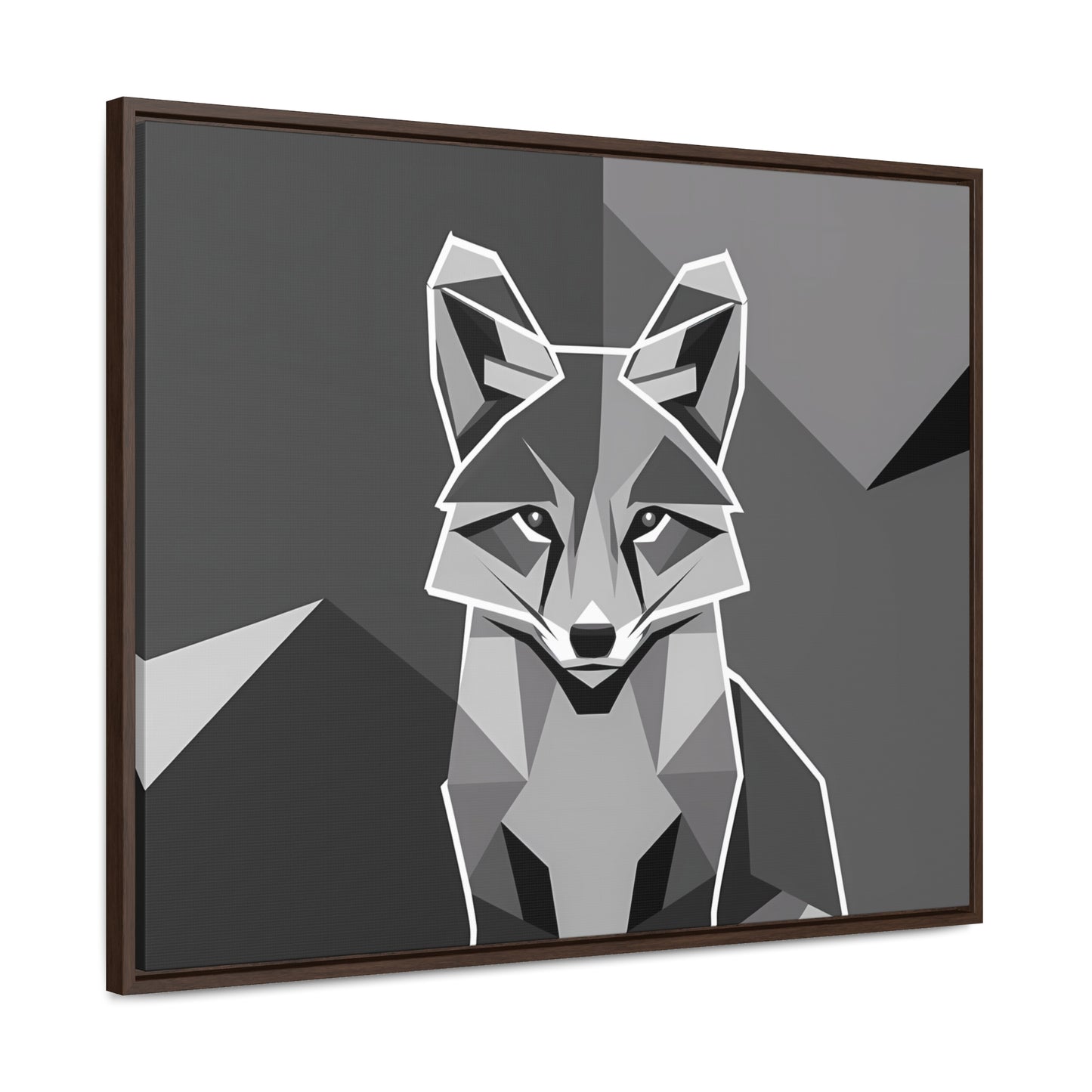 "Geometric Fox in Monochrome" - Gallery Canvas Wraps, Horizontal Frame