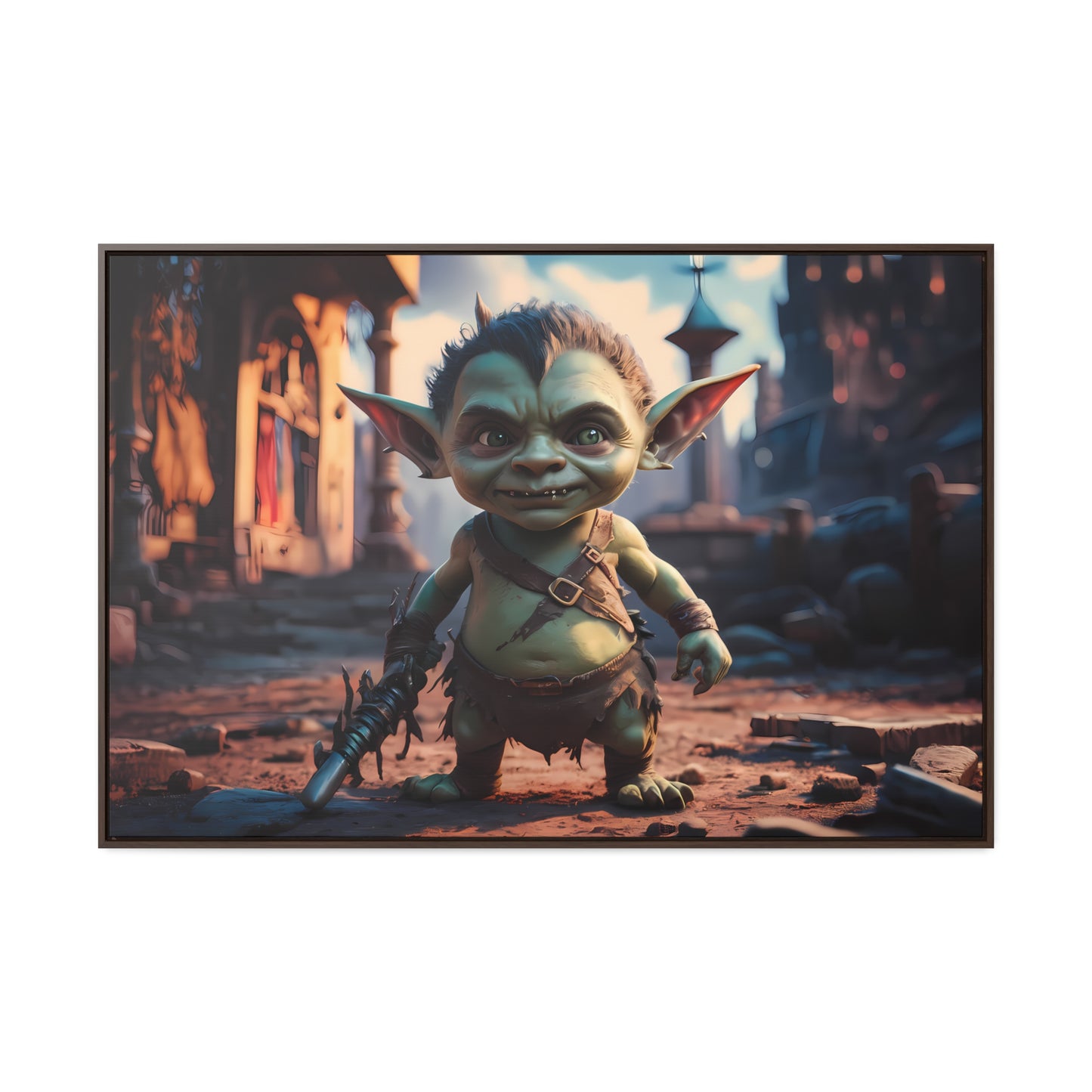 Goblin Warrior in the Ruined City - Gallery Canvas Wraps, Horizontal Frame