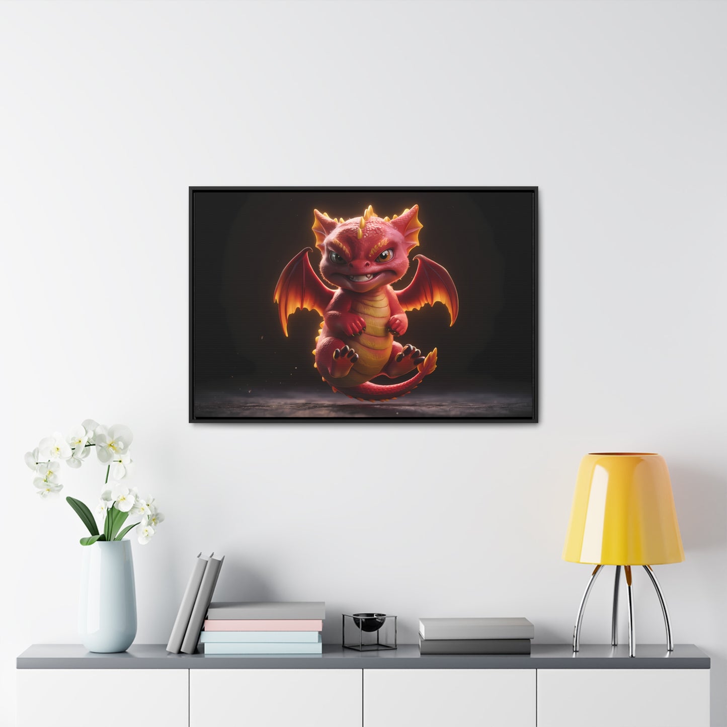 "Fiery Little Guardian" - Gallery Canvas Wraps, Horizontal Frame