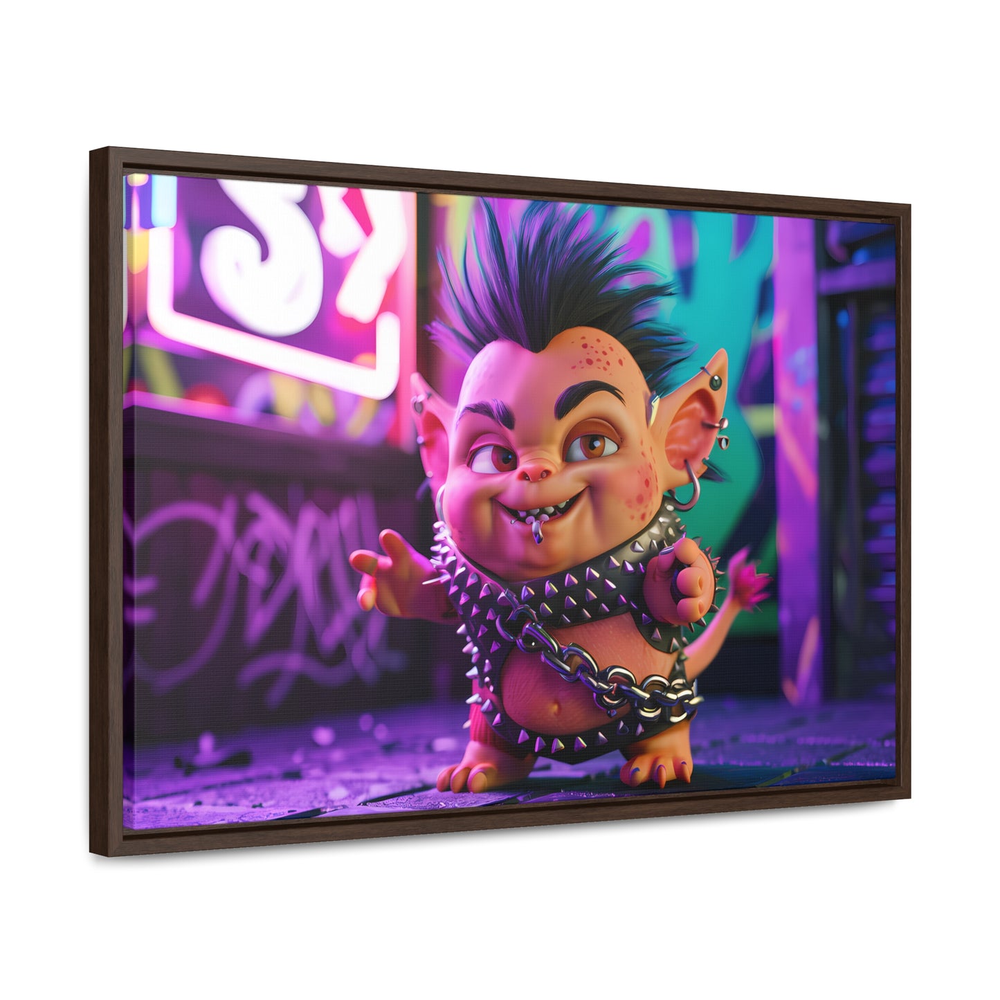 Punk Goblin in the Neon Alley - Gallery Canvas Wraps, Horizontal Frame