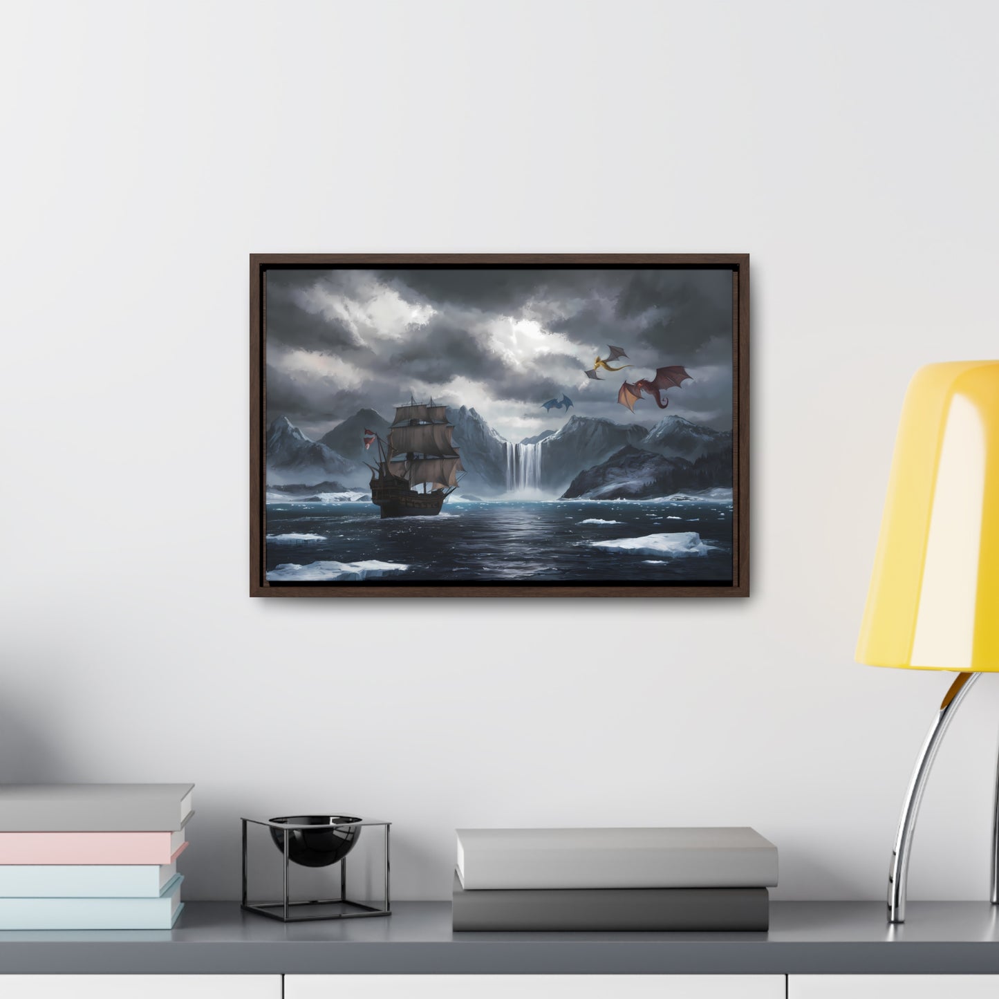 "The Voyage to Dragon's Fjord" - Gallery Canvas Wraps, Horizontal Frame