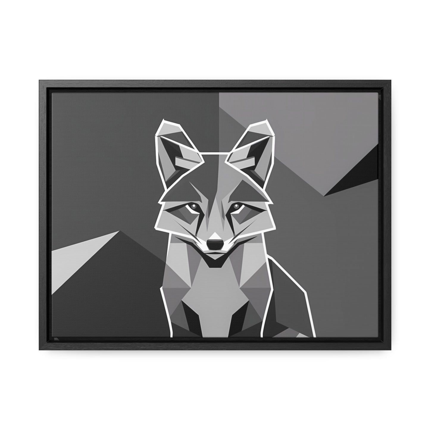 "Geometric Fox in Monochrome" - Gallery Canvas Wraps, Horizontal Frame