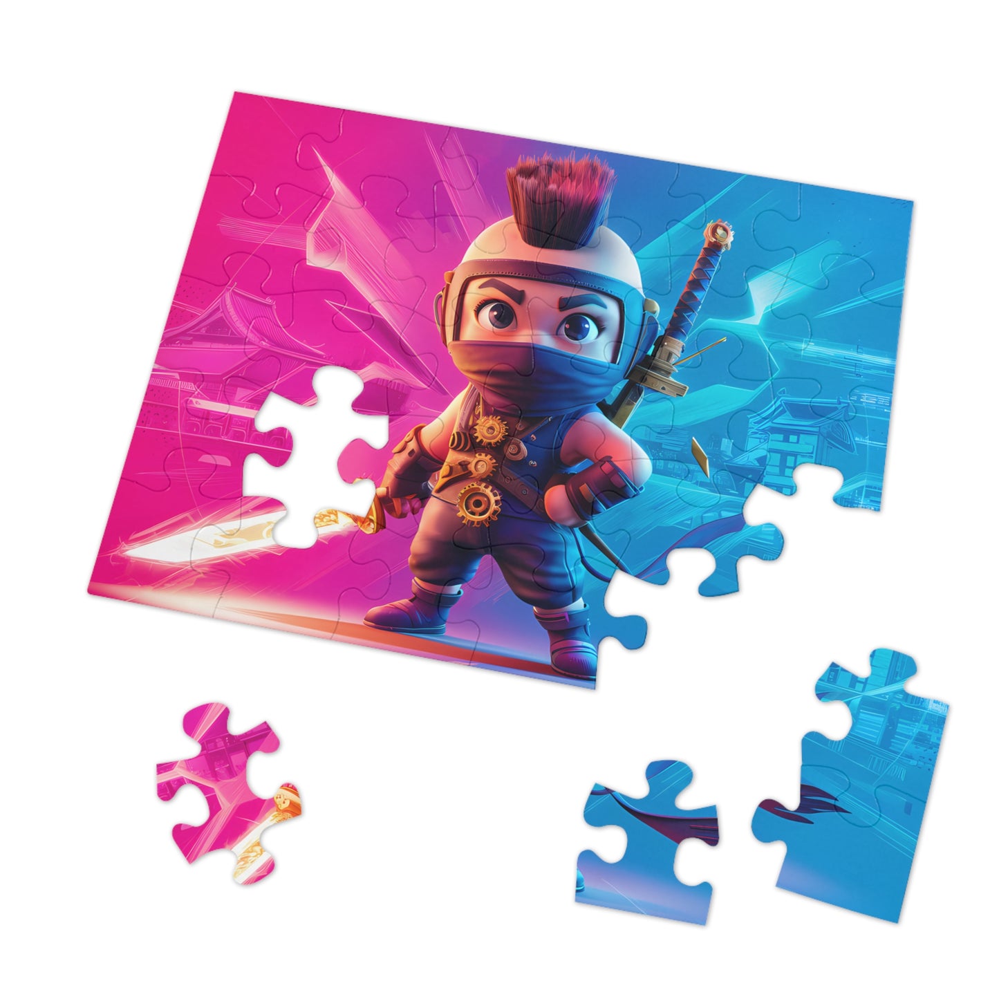 Cyberpunk Ninja: Neon Samurai - Jigsaw Puzzle (30, 110, 252, 500,1000-Piece)