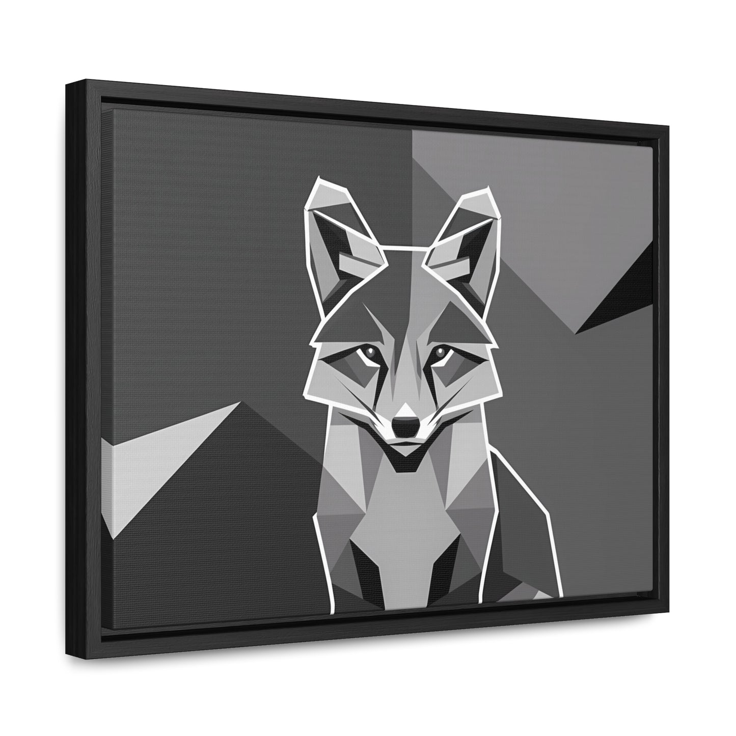 "Geometric Fox in Monochrome" - Gallery Canvas Wraps, Horizontal Frame