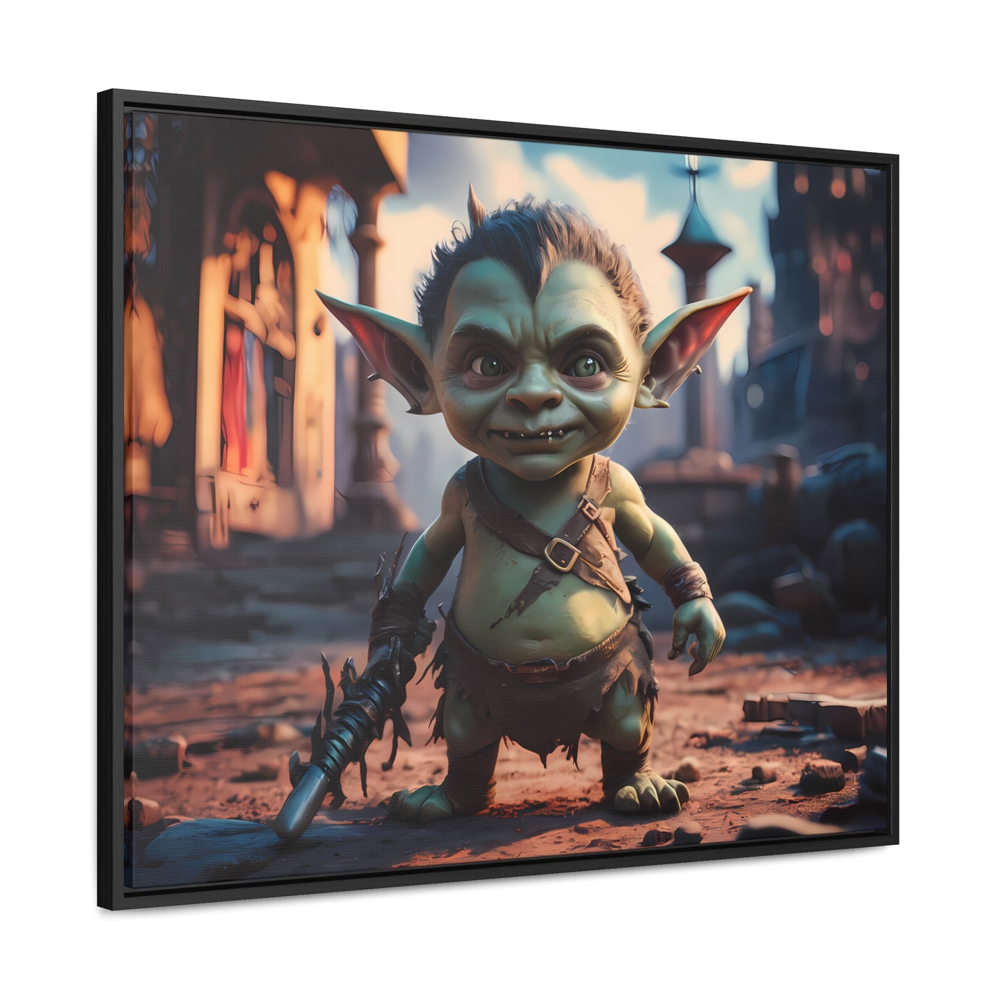 Goblin Warrior in the Ruined City - Gallery Canvas Wraps, Horizontal Frame