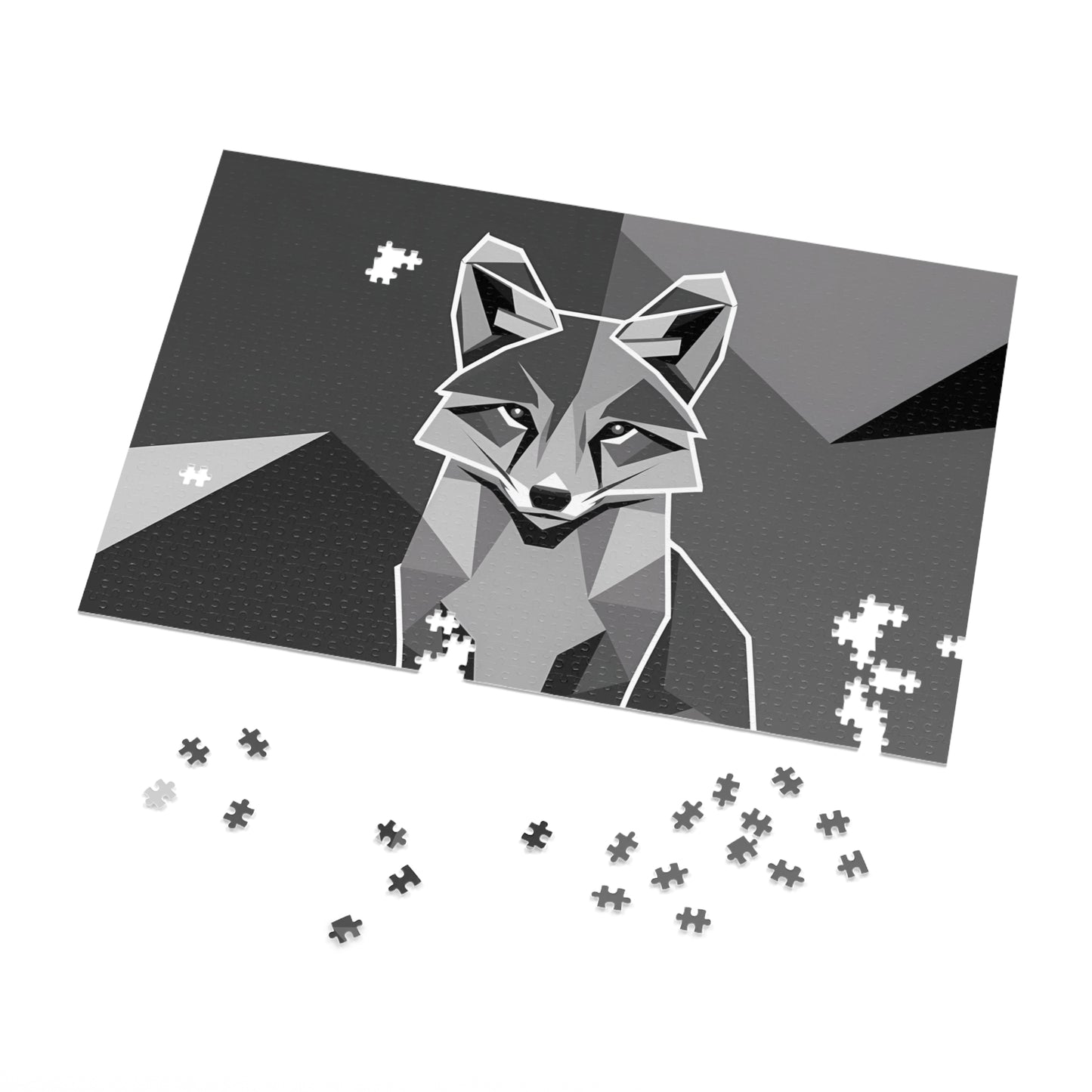 Geometric Fox in Monochrome - Jigsaw Puzzle (30, 110, 252, 500,1000-Piece)