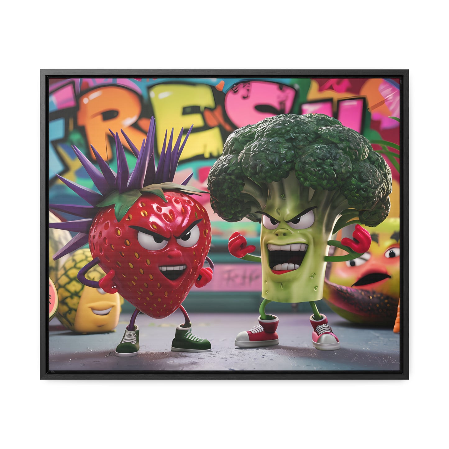 "Fresh Fight: Battle of the Bites" - Gallery Canvas Wraps, Horizontal Frame