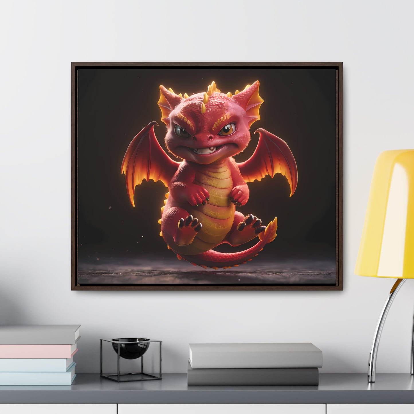 "Fiery Little Guardian" - Gallery Canvas Wraps, Horizontal Frame