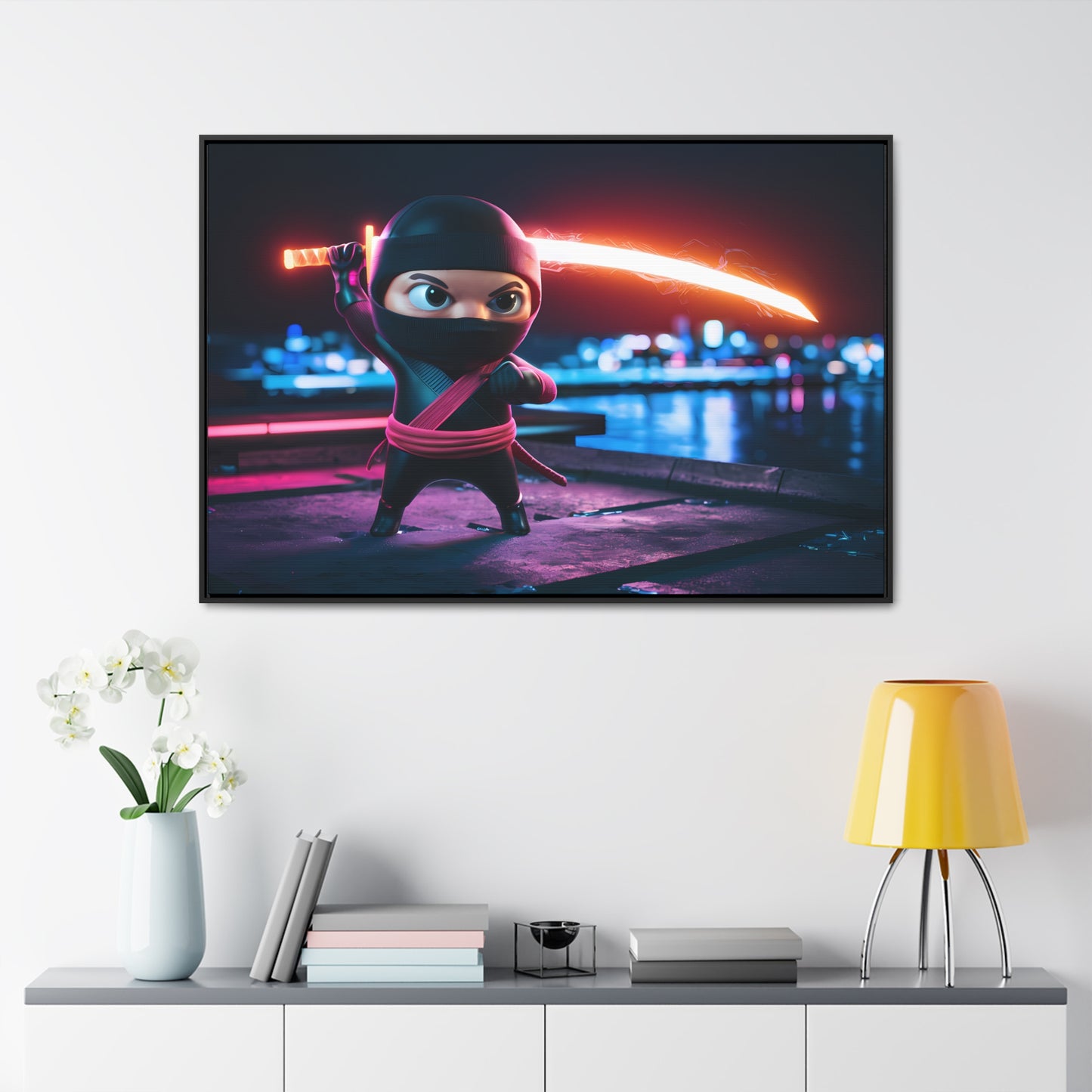Neon Ninja Showdown - Gallery Canvas Wraps, Horizontal Frame