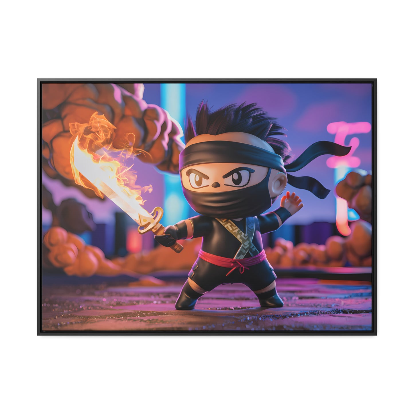 "Flameblade Ninja in Action" - Gallery Canvas Wraps, Horizontal Frame