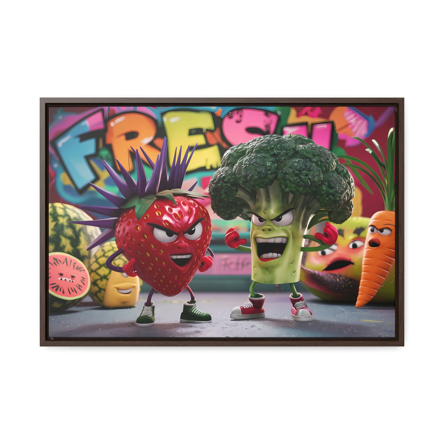 "Fresh Fight: Battle of the Bites" - Gallery Canvas Wraps, Horizontal Frame