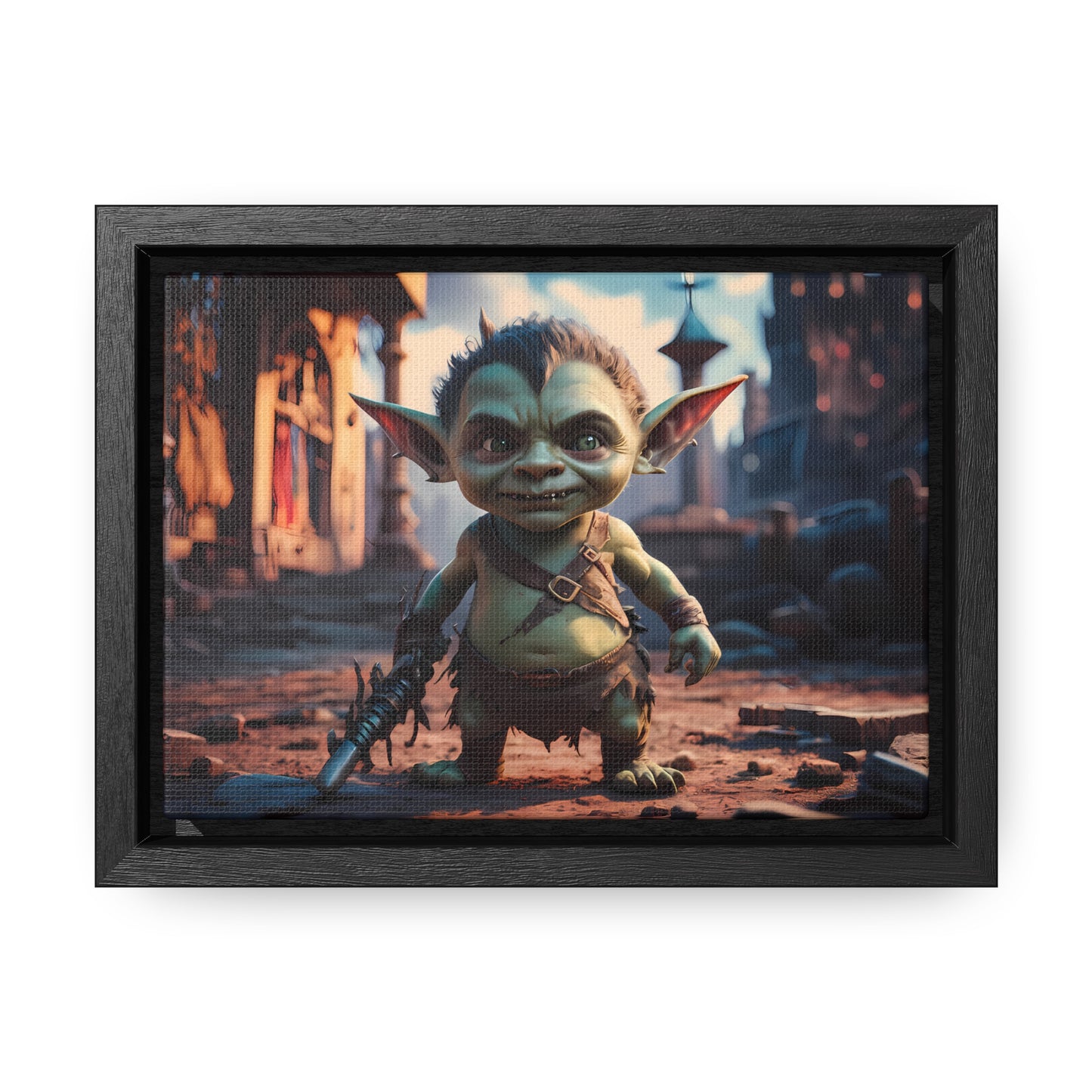 Goblin Warrior in the Ruined City - Gallery Canvas Wraps, Horizontal Frame