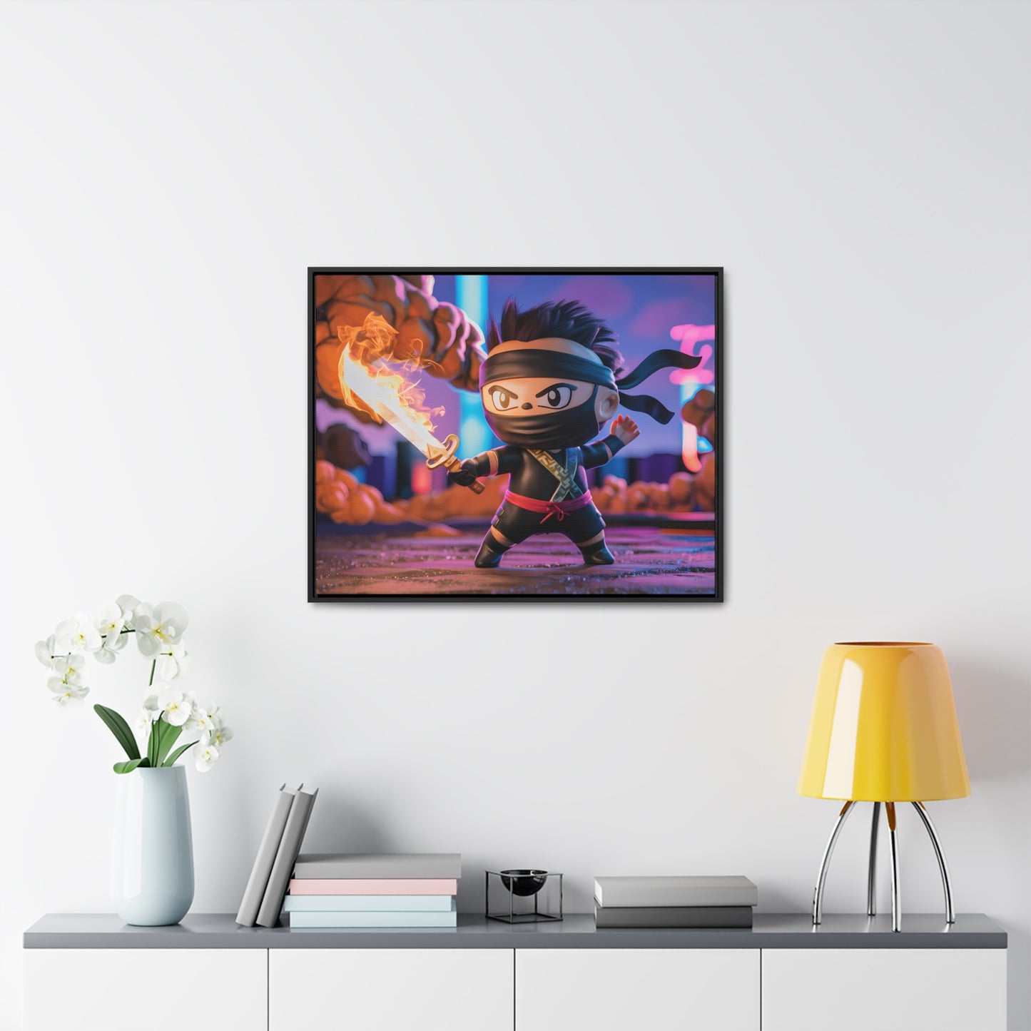 "Flameblade Ninja in Action" - Gallery Canvas Wraps, Horizontal Frame