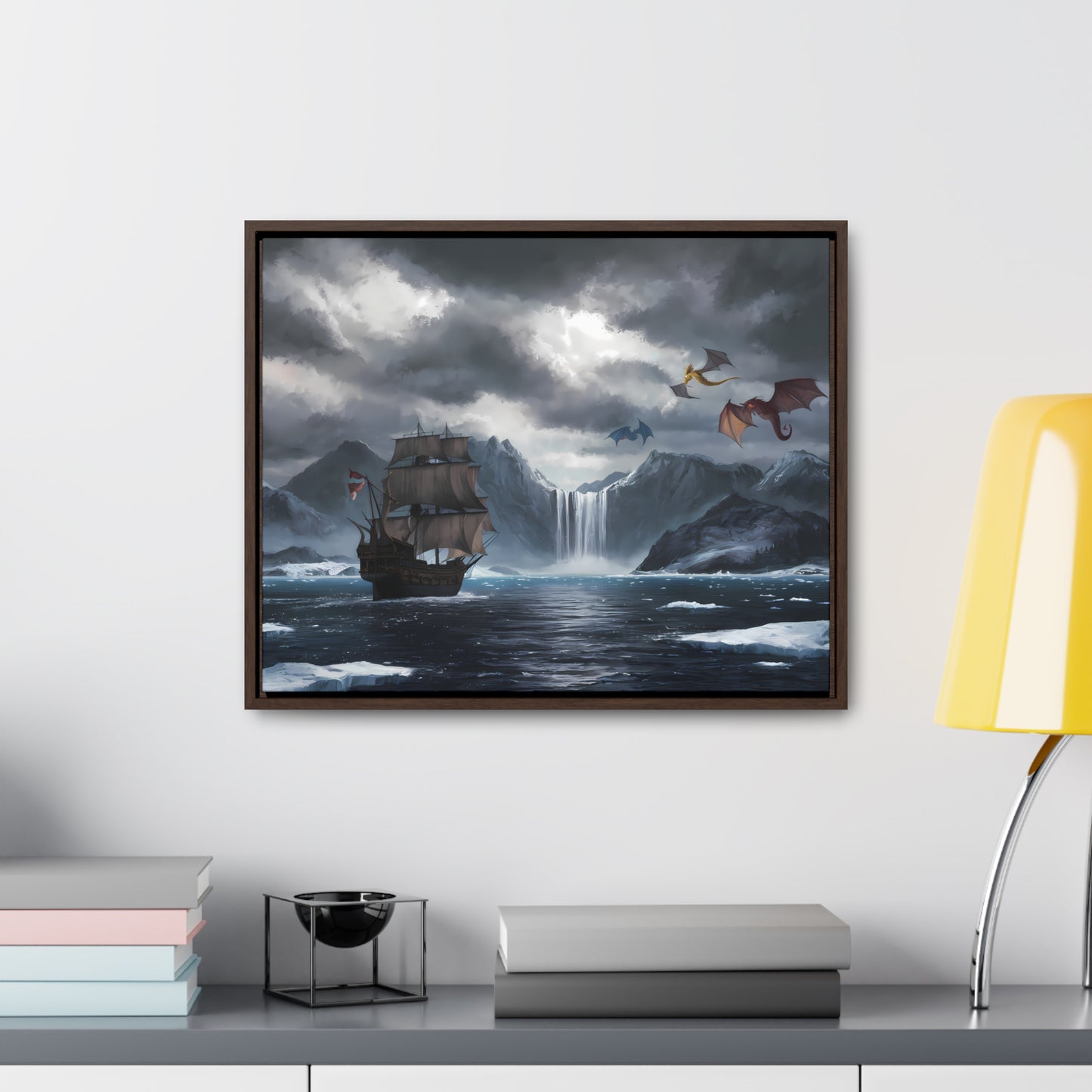 "The Voyage to Dragon's Fjord" - Gallery Canvas Wraps, Horizontal Frame