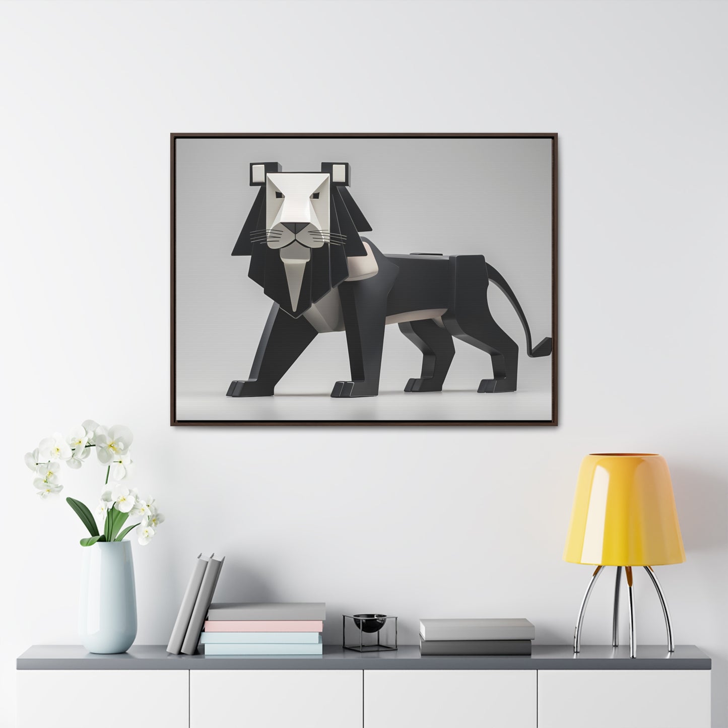 Regal Geometric Lion - Gallery Canvas Wraps, Horizontal Frame