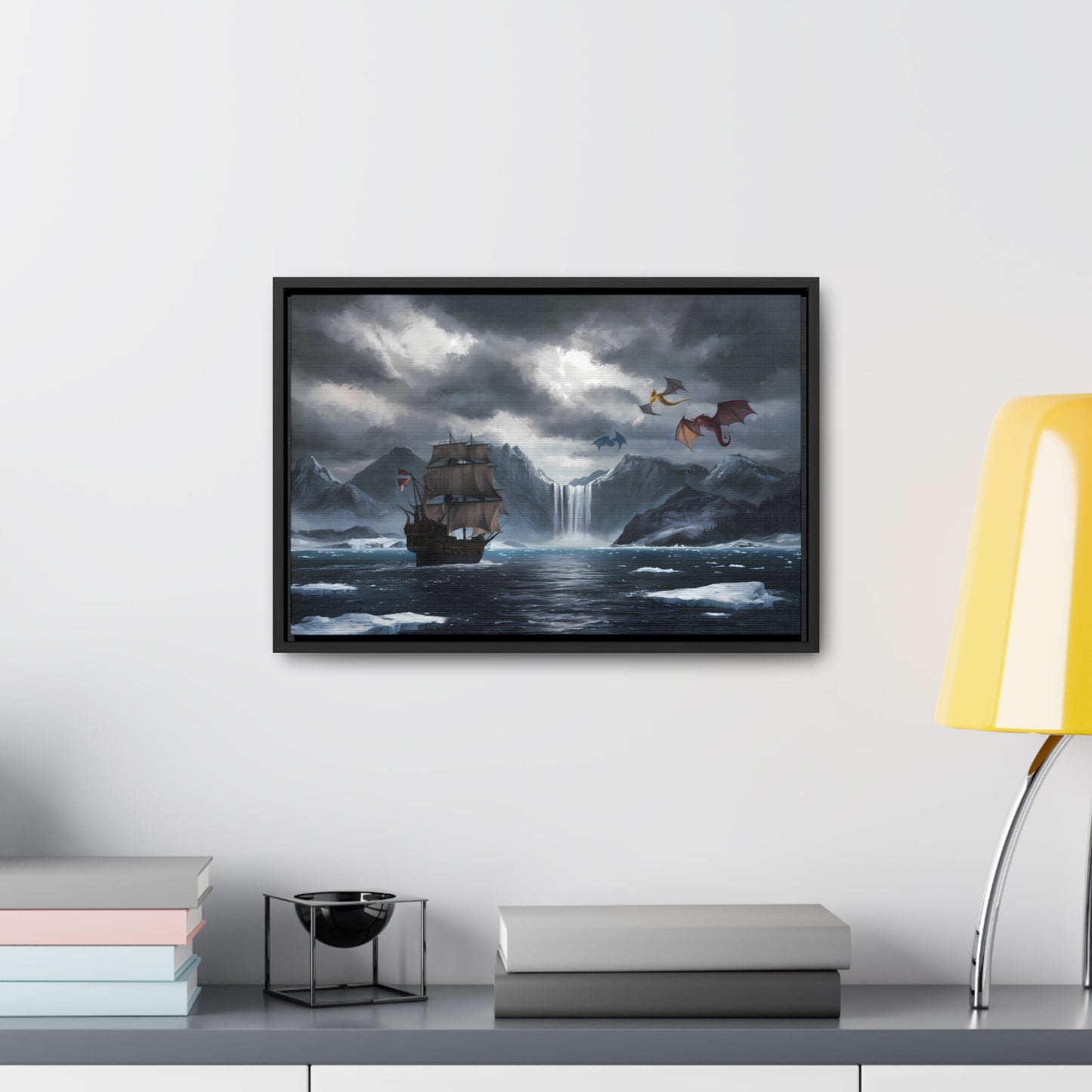 "The Voyage to Dragon's Fjord" - Gallery Canvas Wraps, Horizontal Frame
