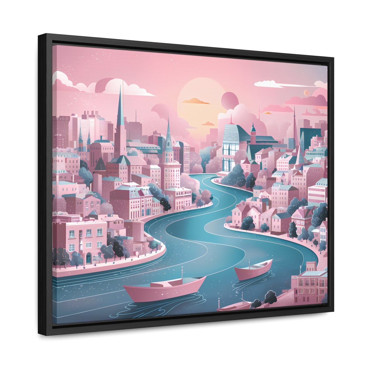 Serene City at Dawn - Gallery Canvas Wraps, Horizontal Frame