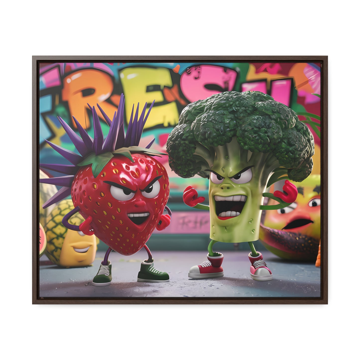 "Fresh Fight: Battle of the Bites" - Gallery Canvas Wraps, Horizontal Frame