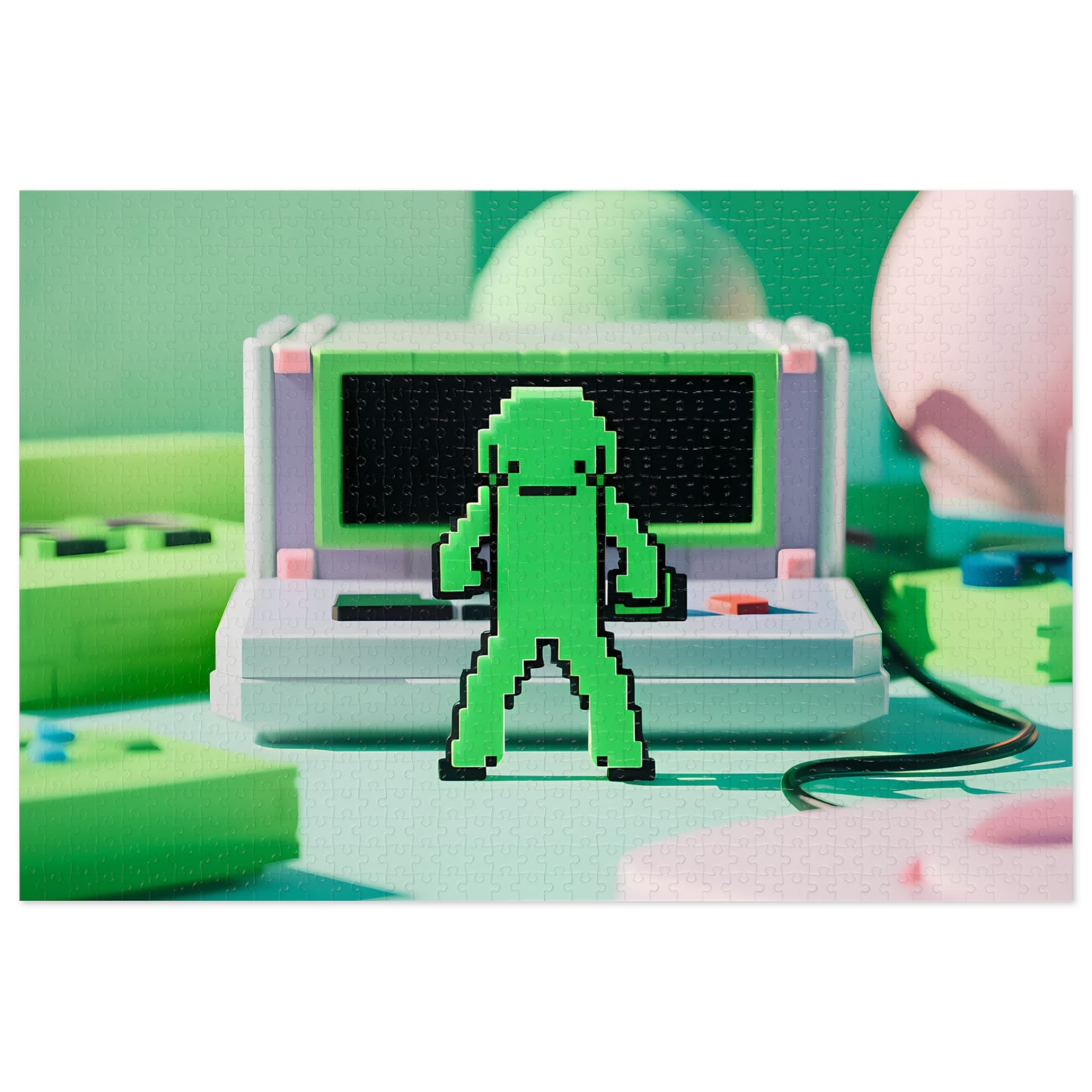 Pixel Guardian in the Digital Realm - Jigsaw Puzzle (30, 110, 252, 500,1000-Piece)