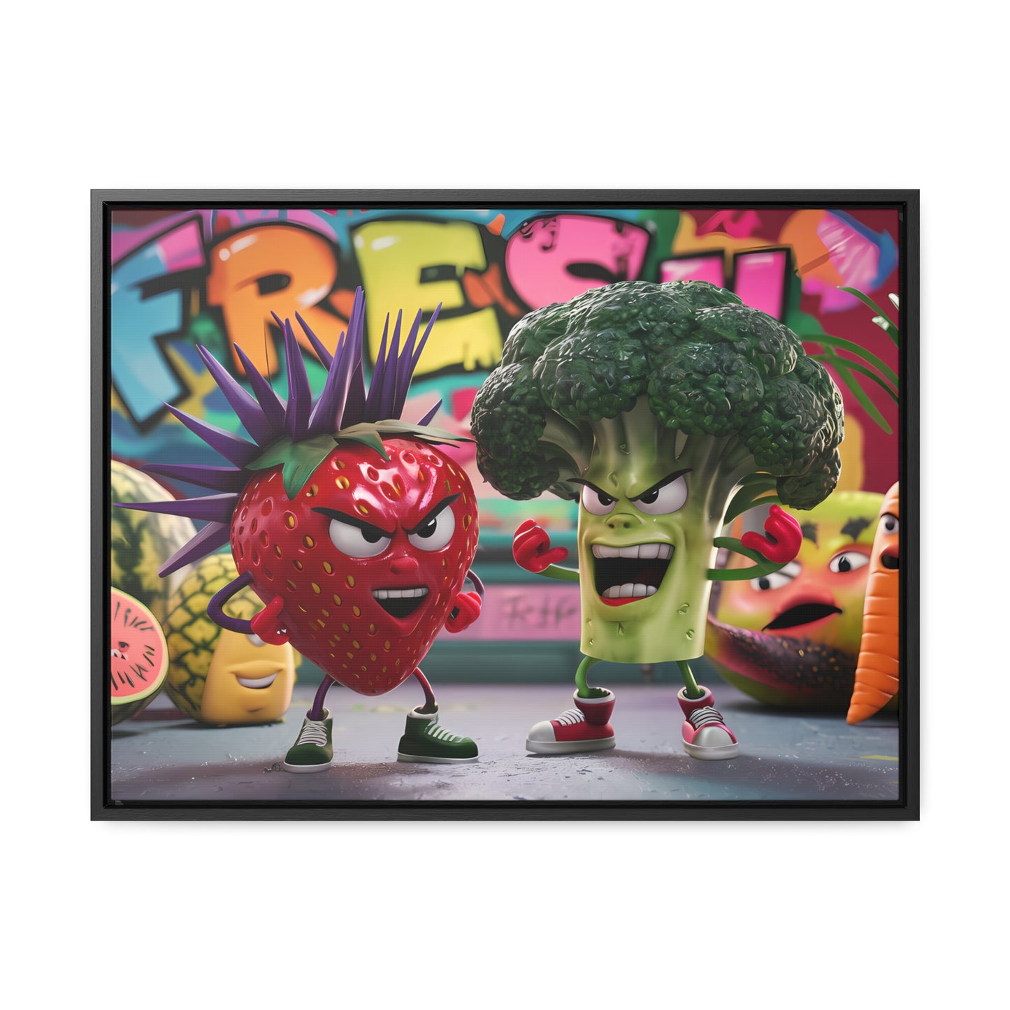 "Fresh Fight: Battle of the Bites" - Gallery Canvas Wraps, Horizontal Frame