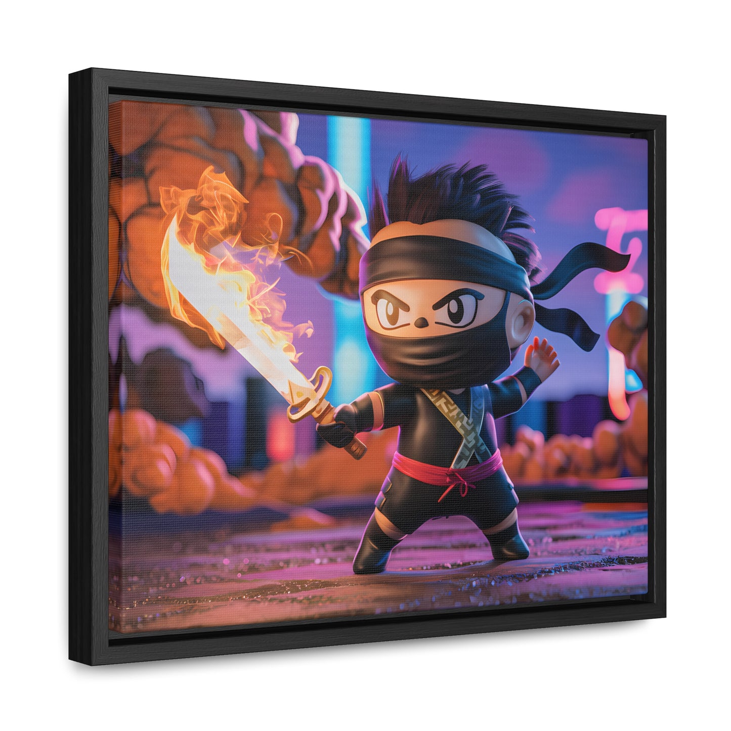"Flameblade Ninja in Action" - Gallery Canvas Wraps, Horizontal Frame