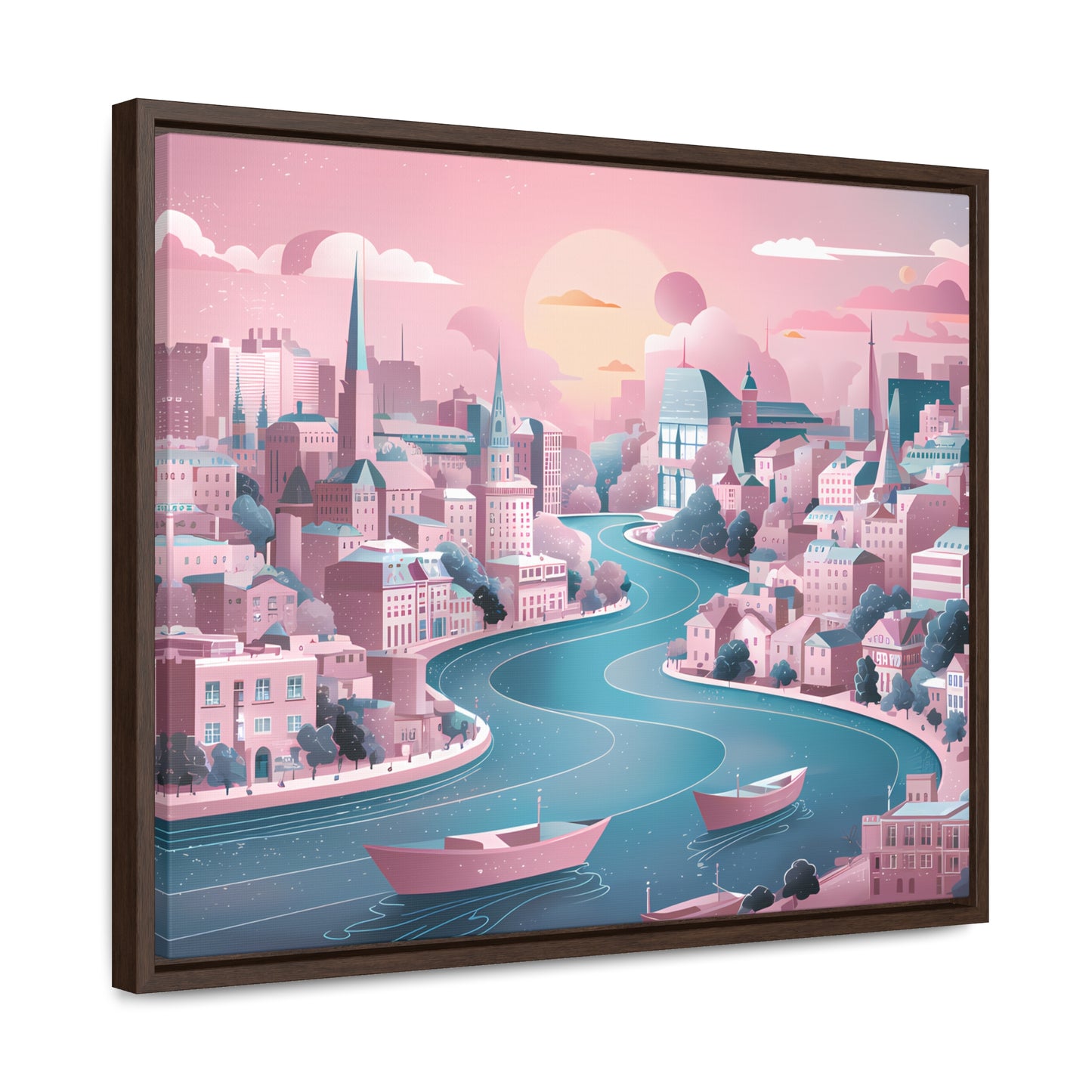 Serene City at Dawn - Gallery Canvas Wraps, Horizontal Frame