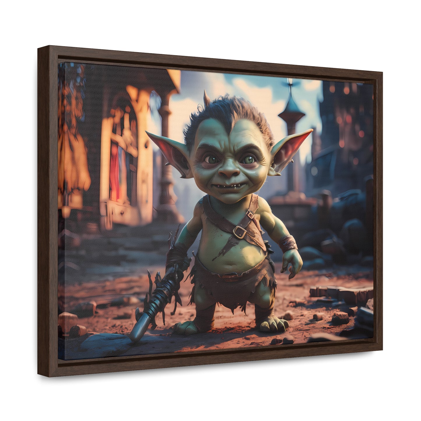 Goblin Warrior in the Ruined City - Gallery Canvas Wraps, Horizontal Frame