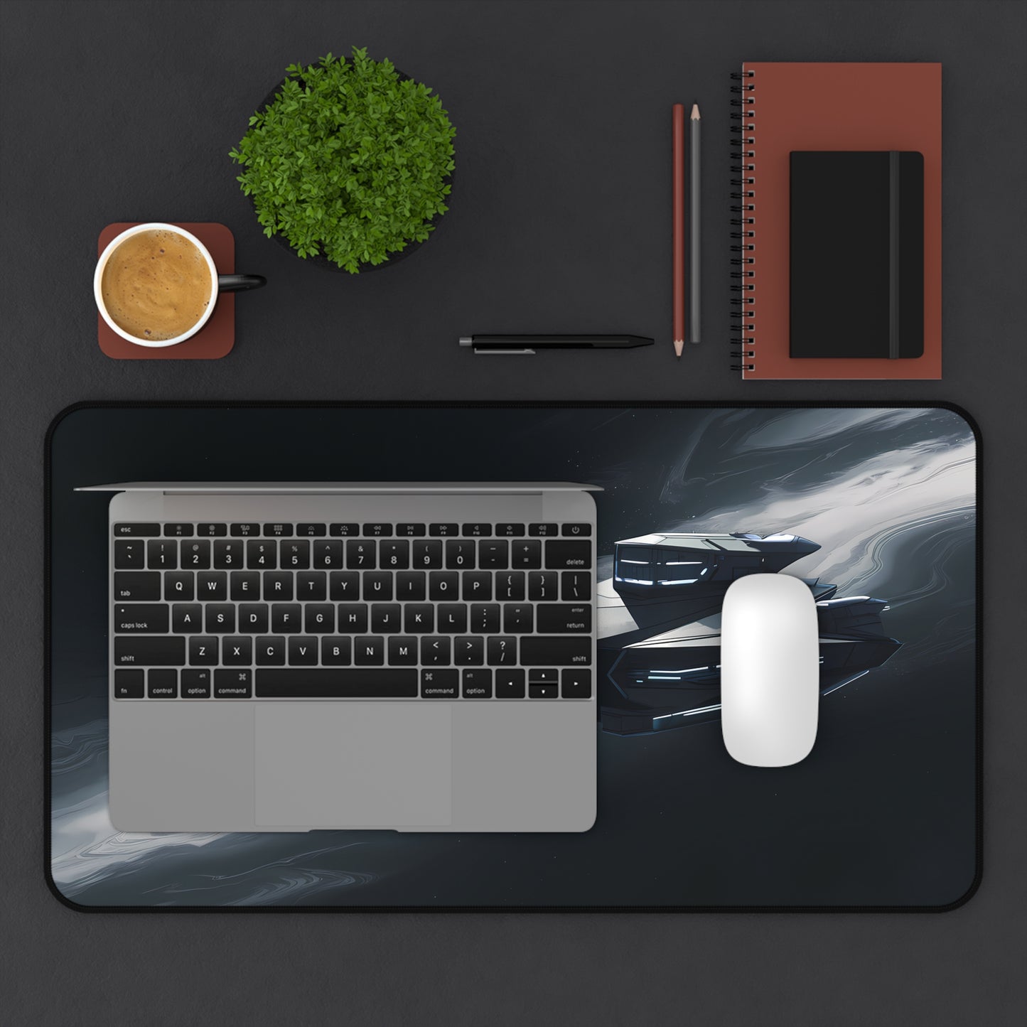 Gray Space Ship - Desk Mat