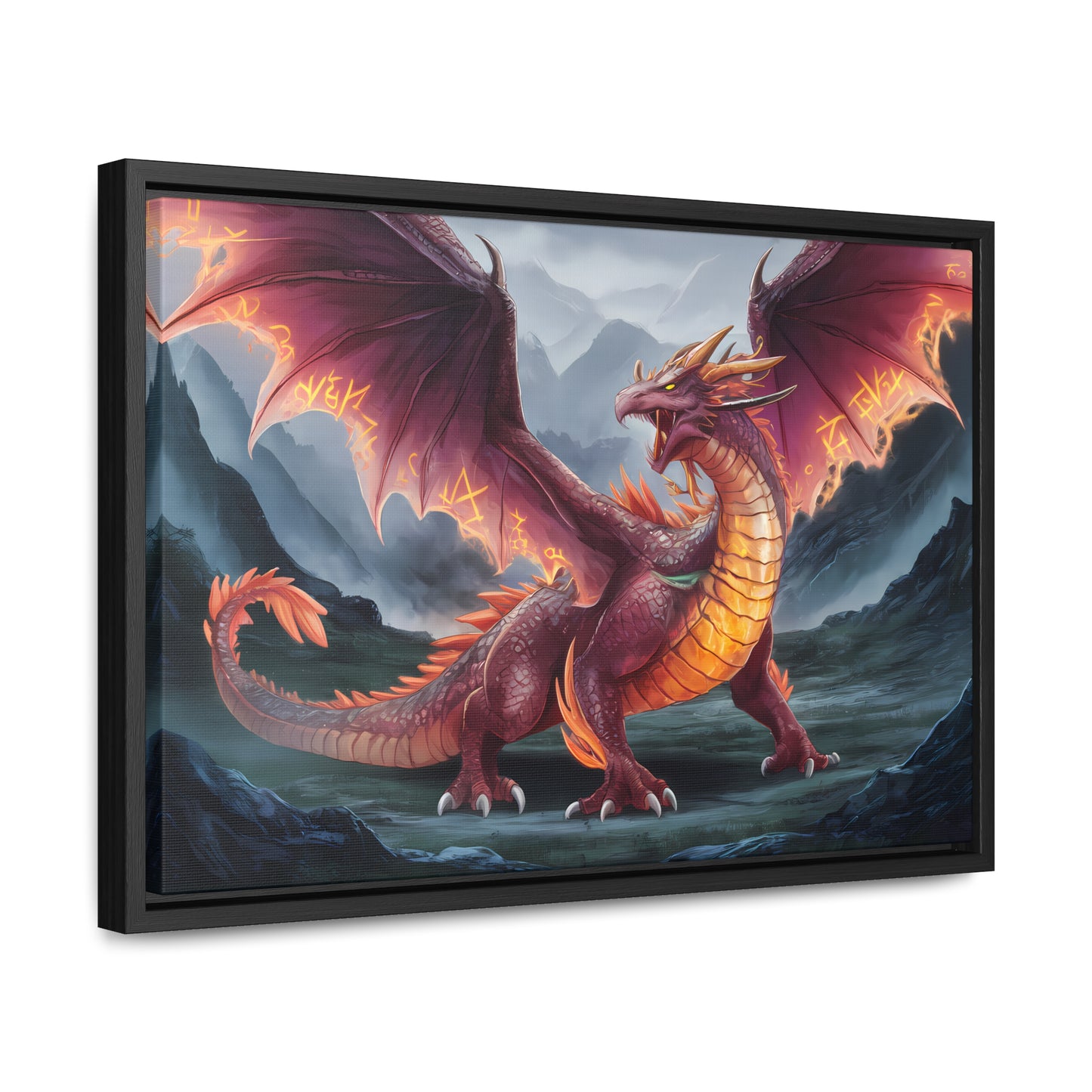 The Inferno Wyrm of the Ashen Peaks - Gallery Canvas Wraps, Horizontal Frame