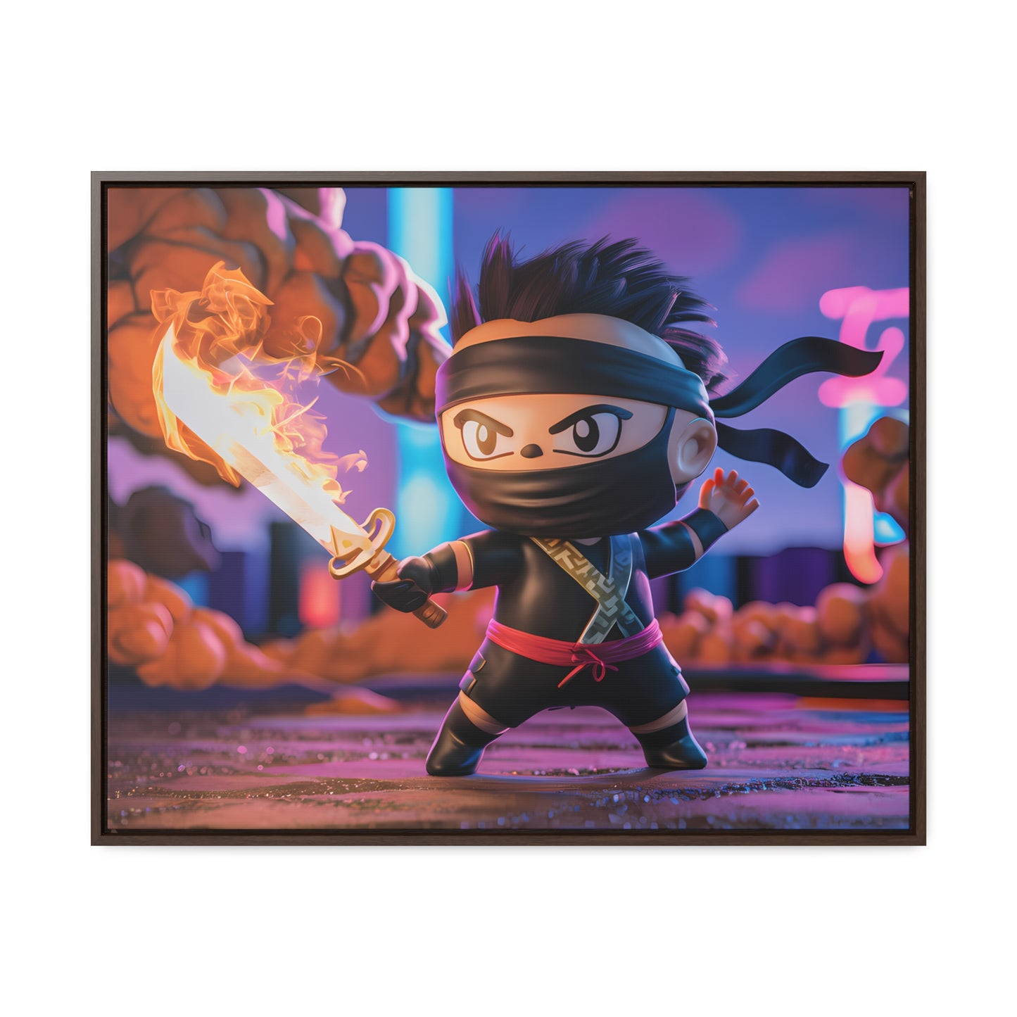 "Flameblade Ninja in Action" - Gallery Canvas Wraps, Horizontal Frame