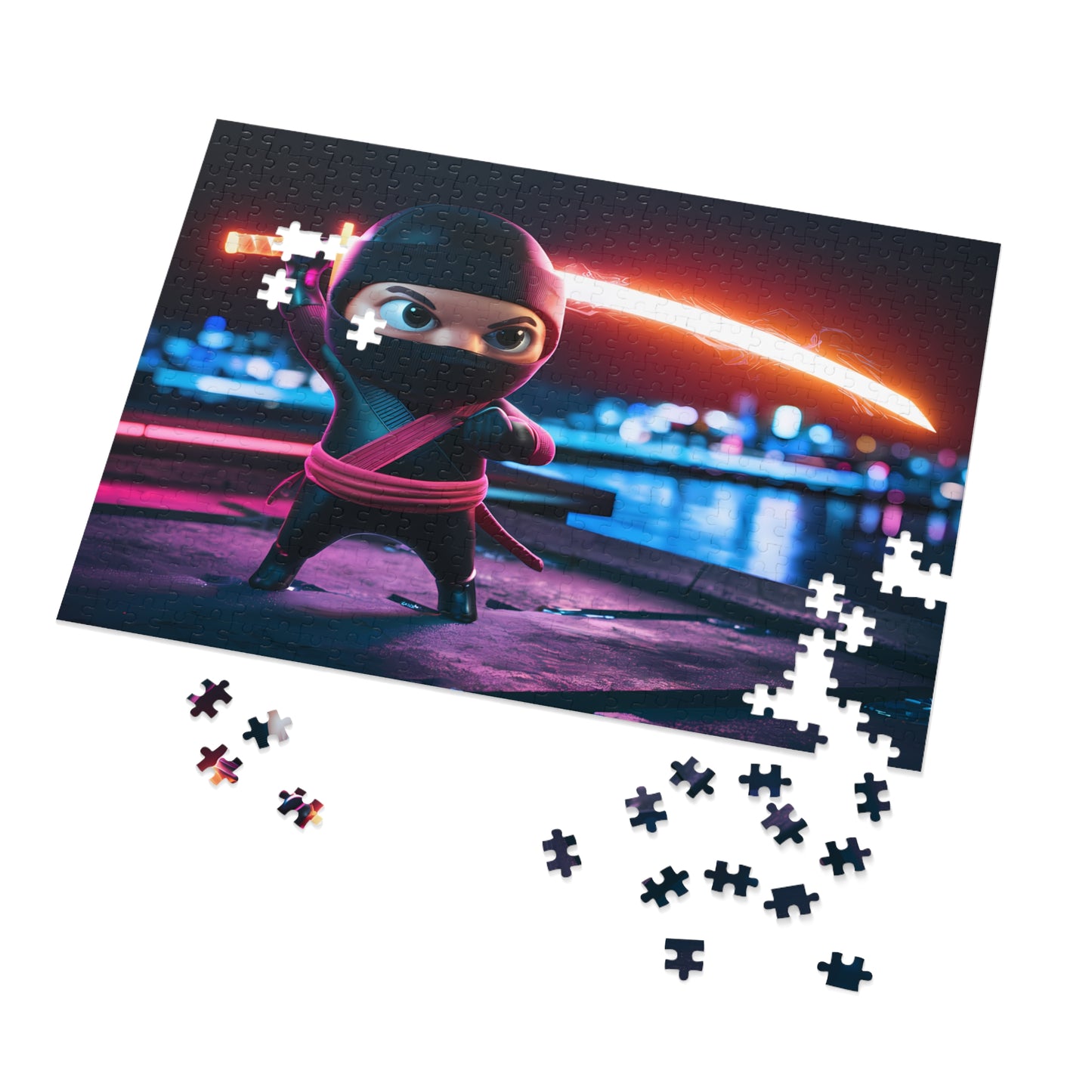 Neon Ninja on the Rooftop - Jigsaw Puzzle (30, 110, 252, 500,1000-Piece)