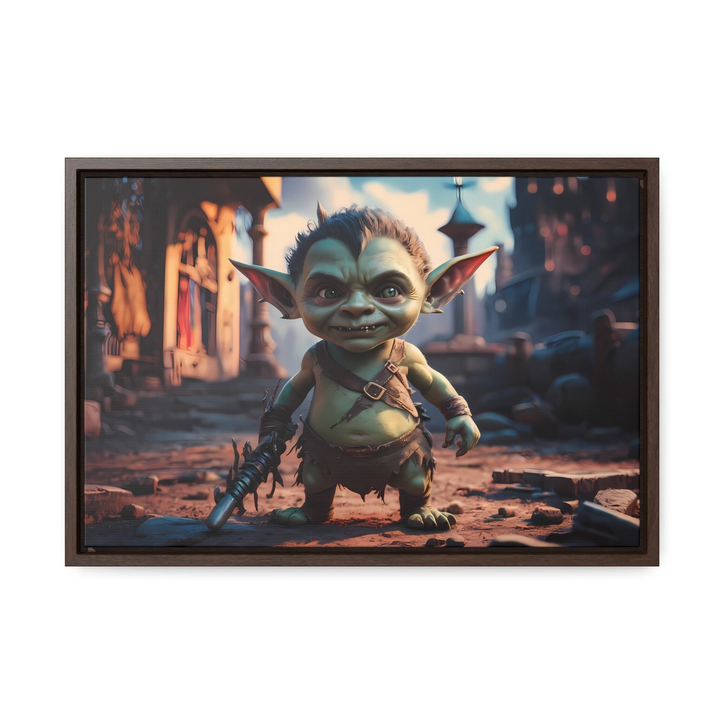 Goblin Warrior in the Ruined City - Gallery Canvas Wraps, Horizontal Frame