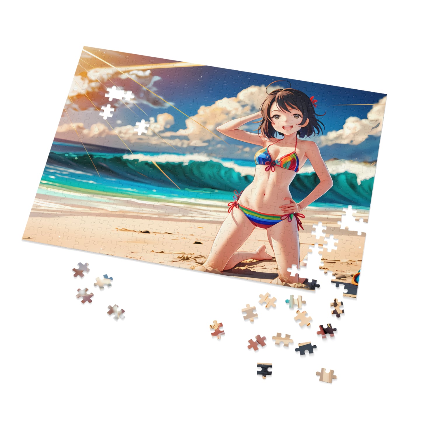 "Sunlit Waves and Smiles" - Jigsaw Puzzle (30, 110, 252, 500,1000-Piece)
