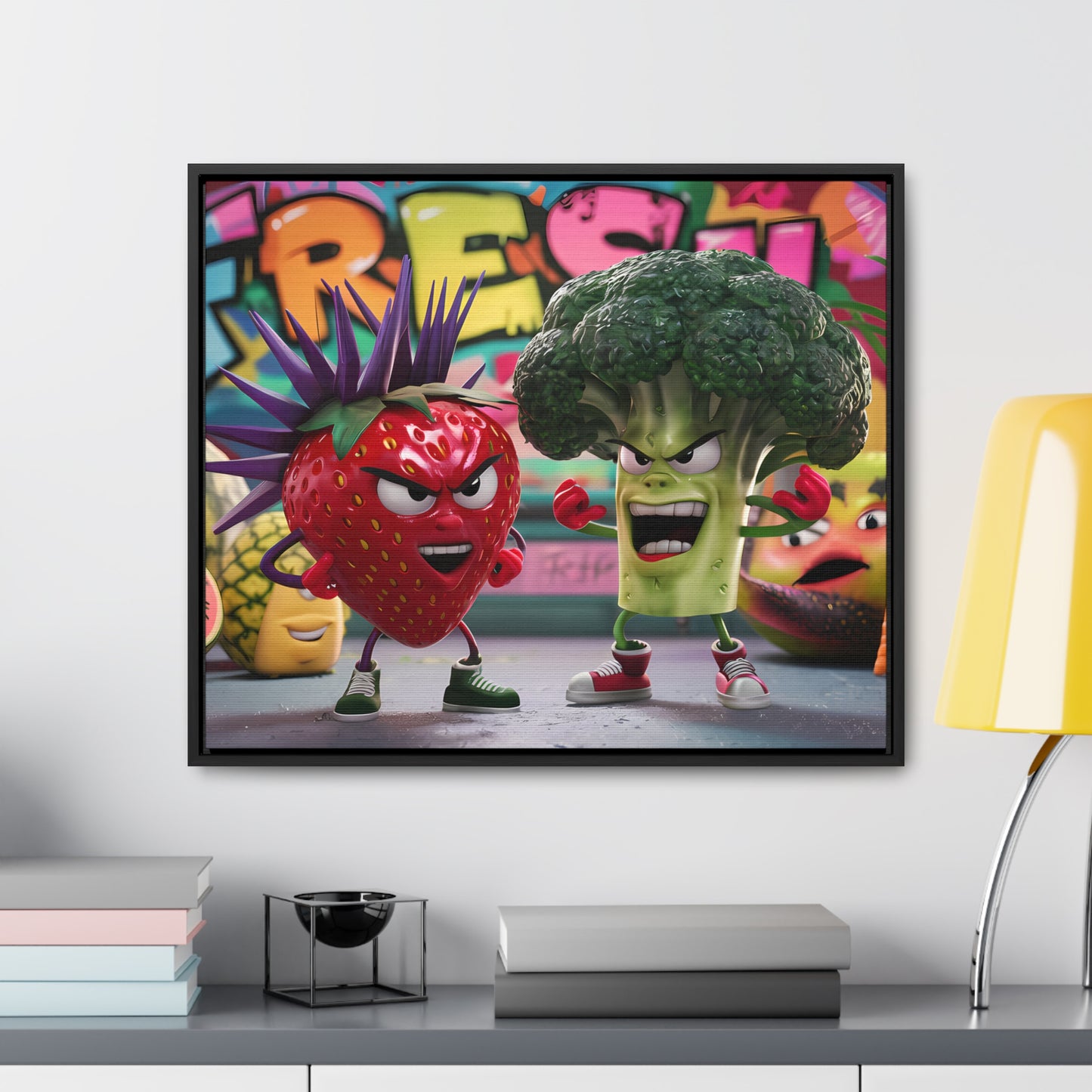 "Fresh Fight: Battle of the Bites" - Gallery Canvas Wraps, Horizontal Frame