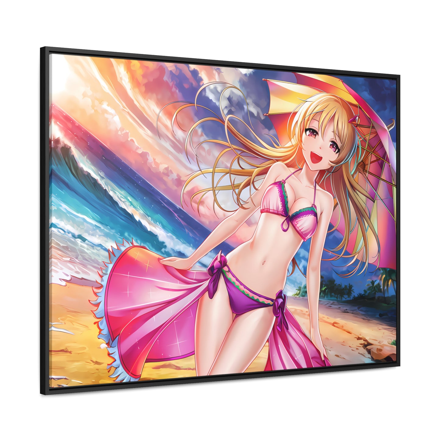 Sunset Stroll on the Beach - Gallery Canvas Wraps, Horizontal Frame