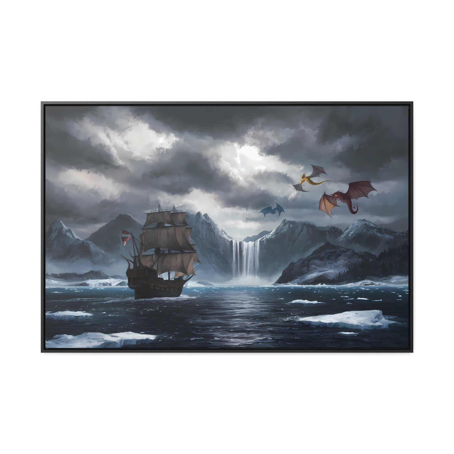 "The Voyage to Dragon's Fjord" - Gallery Canvas Wraps, Horizontal Frame