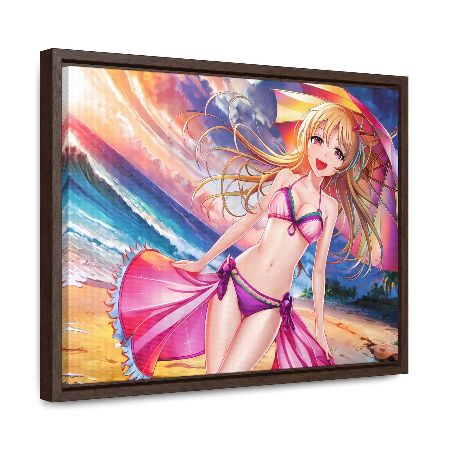 Sunset Stroll on the Beach - Gallery Canvas Wraps, Horizontal Frame