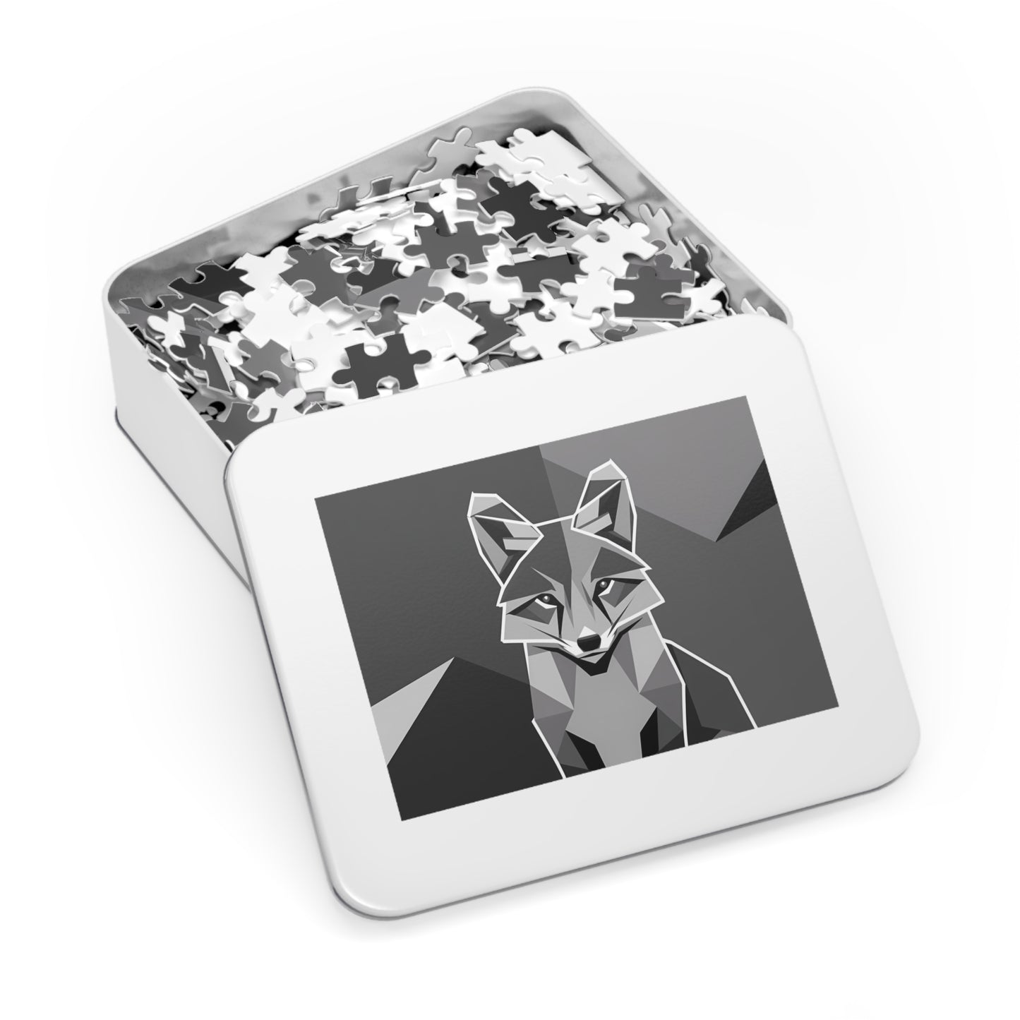 Geometric Fox in Monochrome - Jigsaw Puzzle (30, 110, 252, 500,1000-Piece)