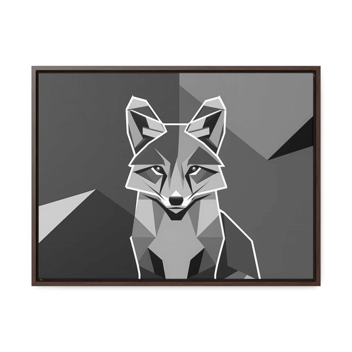 "Geometric Fox in Monochrome" - Gallery Canvas Wraps, Horizontal Frame
